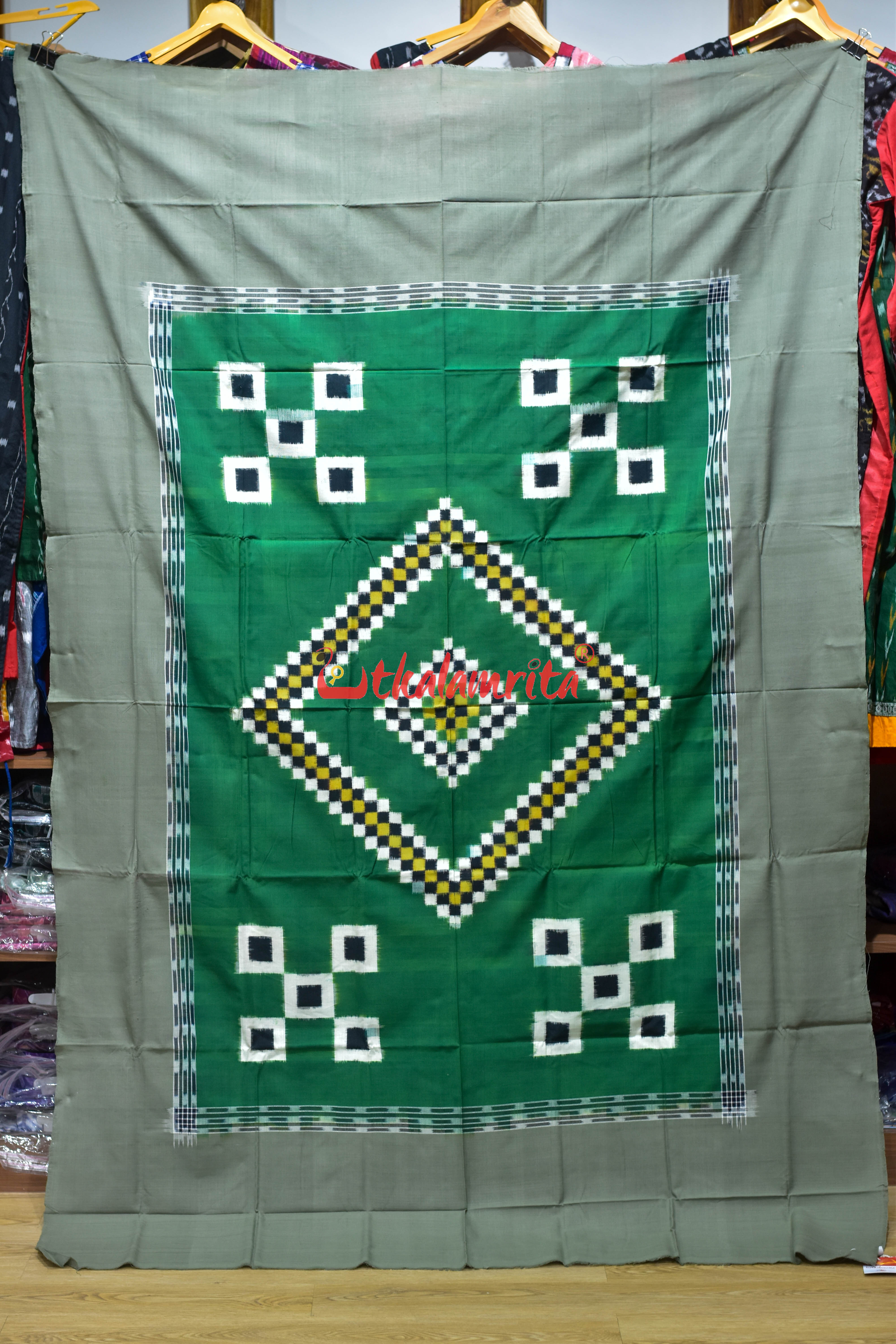 Green Grey Line Pasapali Cotton (Single Bedsheet)