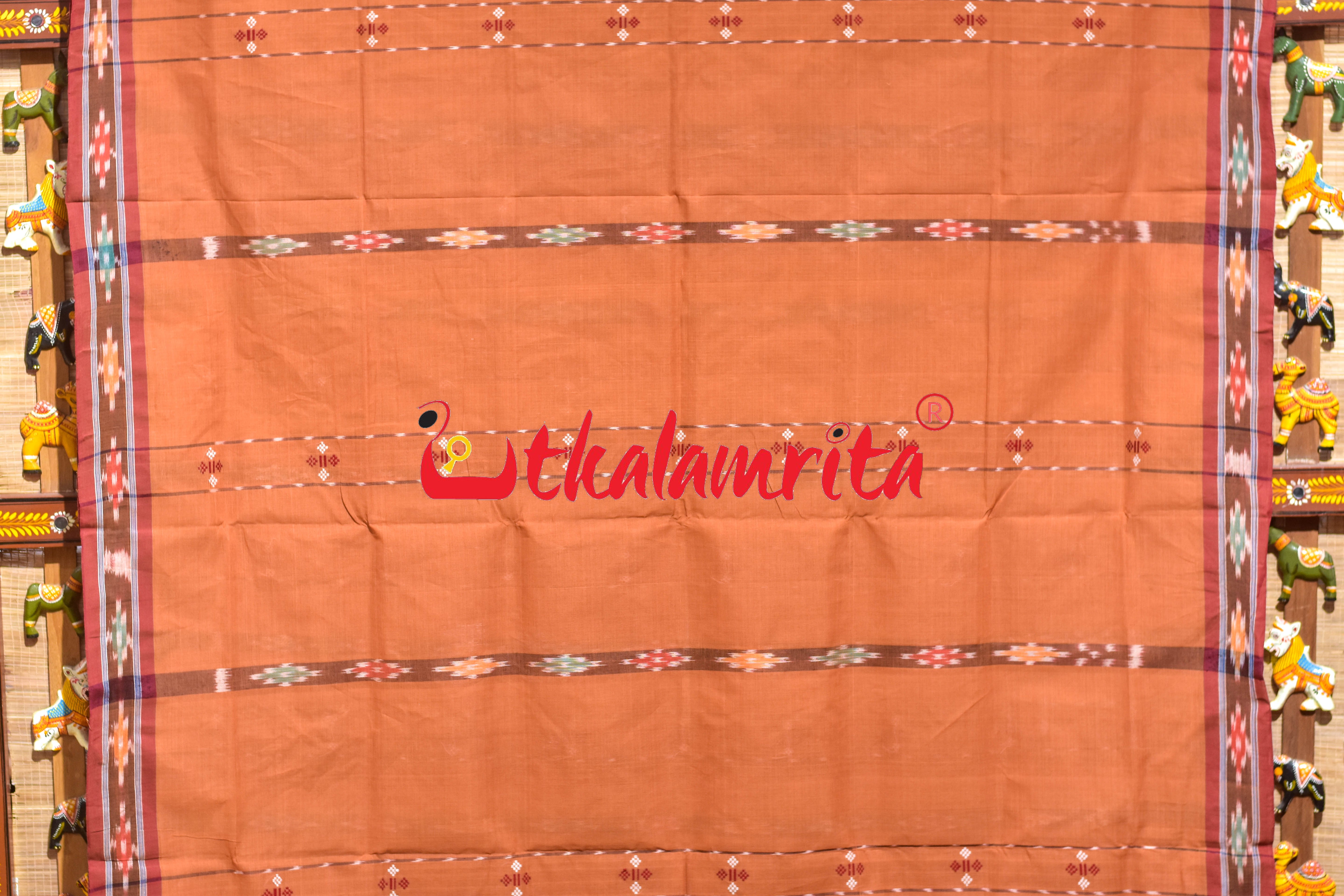 Brown Punji Diamond Pittala Single Cotton Saree