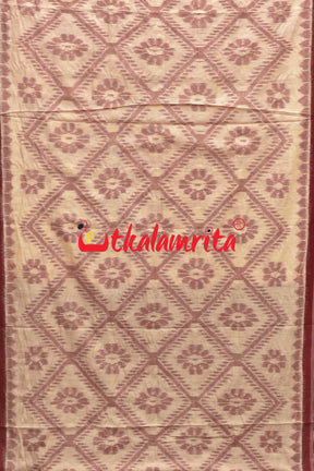 Tussarite Maroon Bada Phula Khandua Cotton Saree