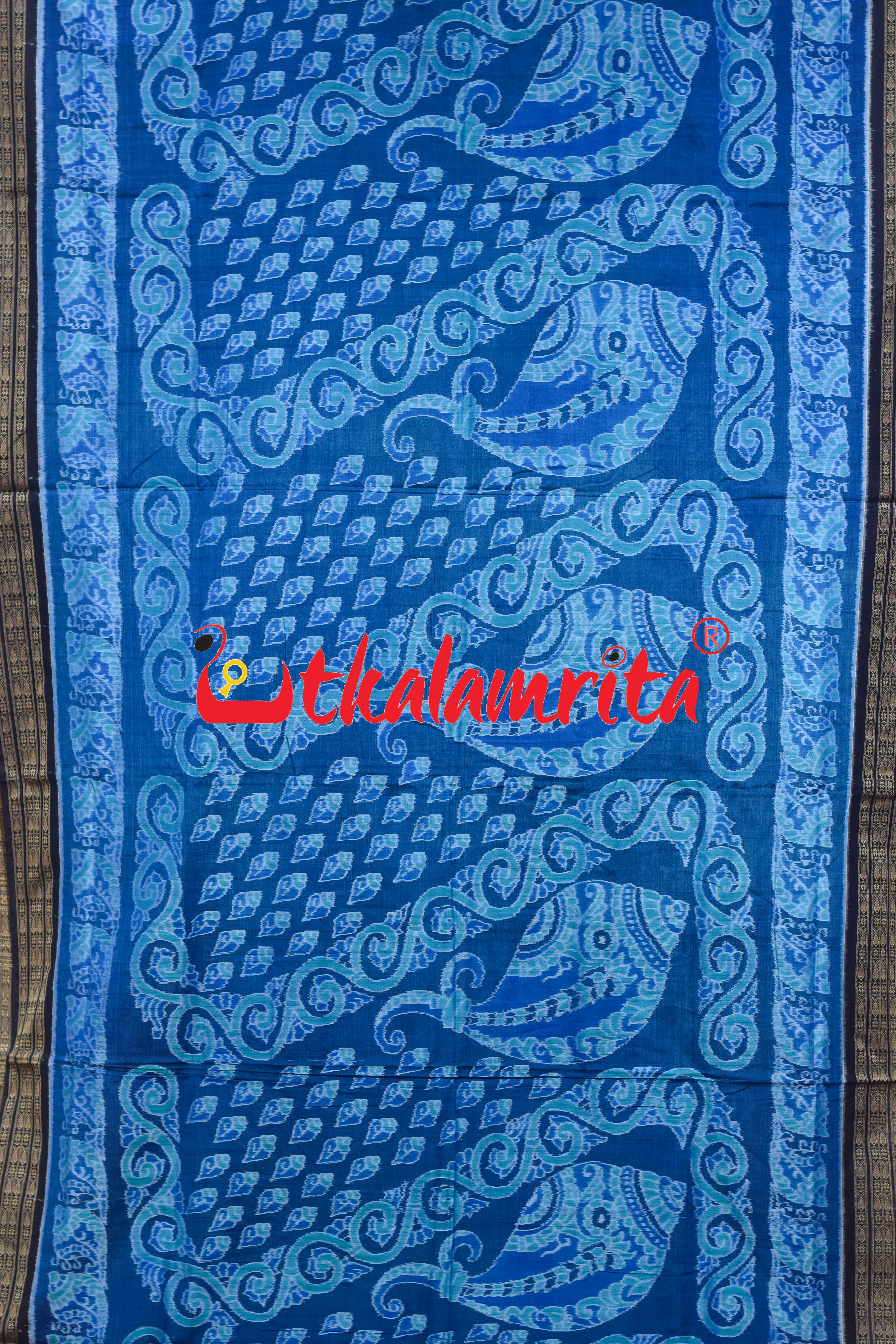 Special Sankha Blue Black Sambalpuri Cotton Saree