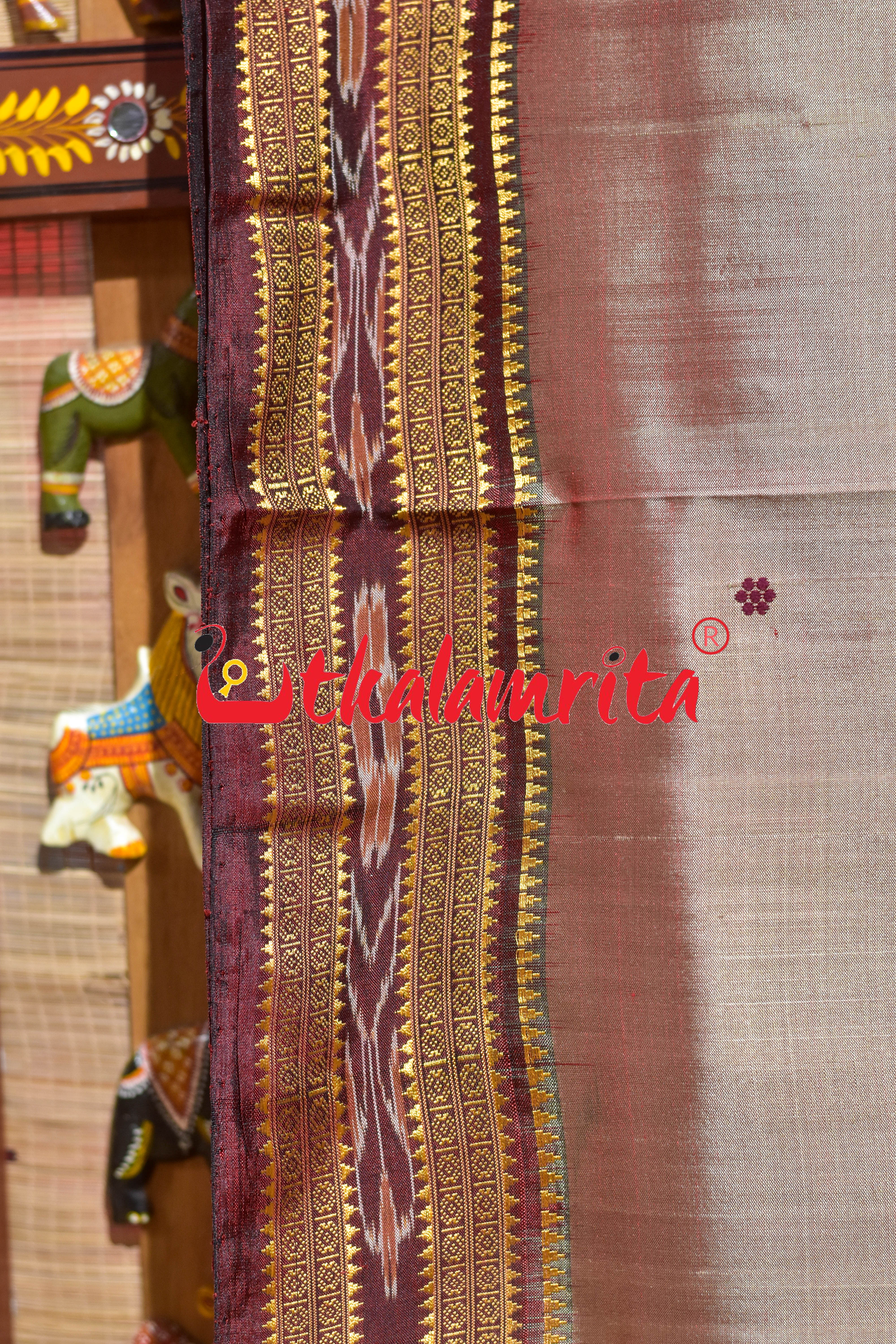 Rose Maroon Buti Khandua Silk Saree