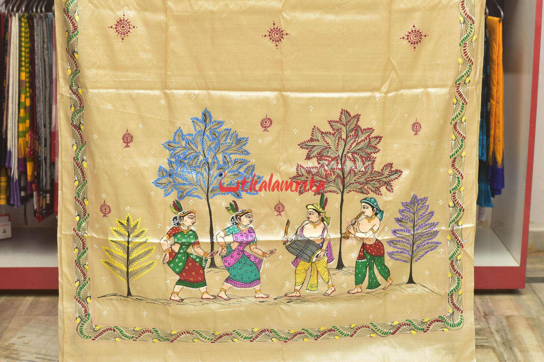 Chhau Dance Pattachitra Tussar Silk Saree