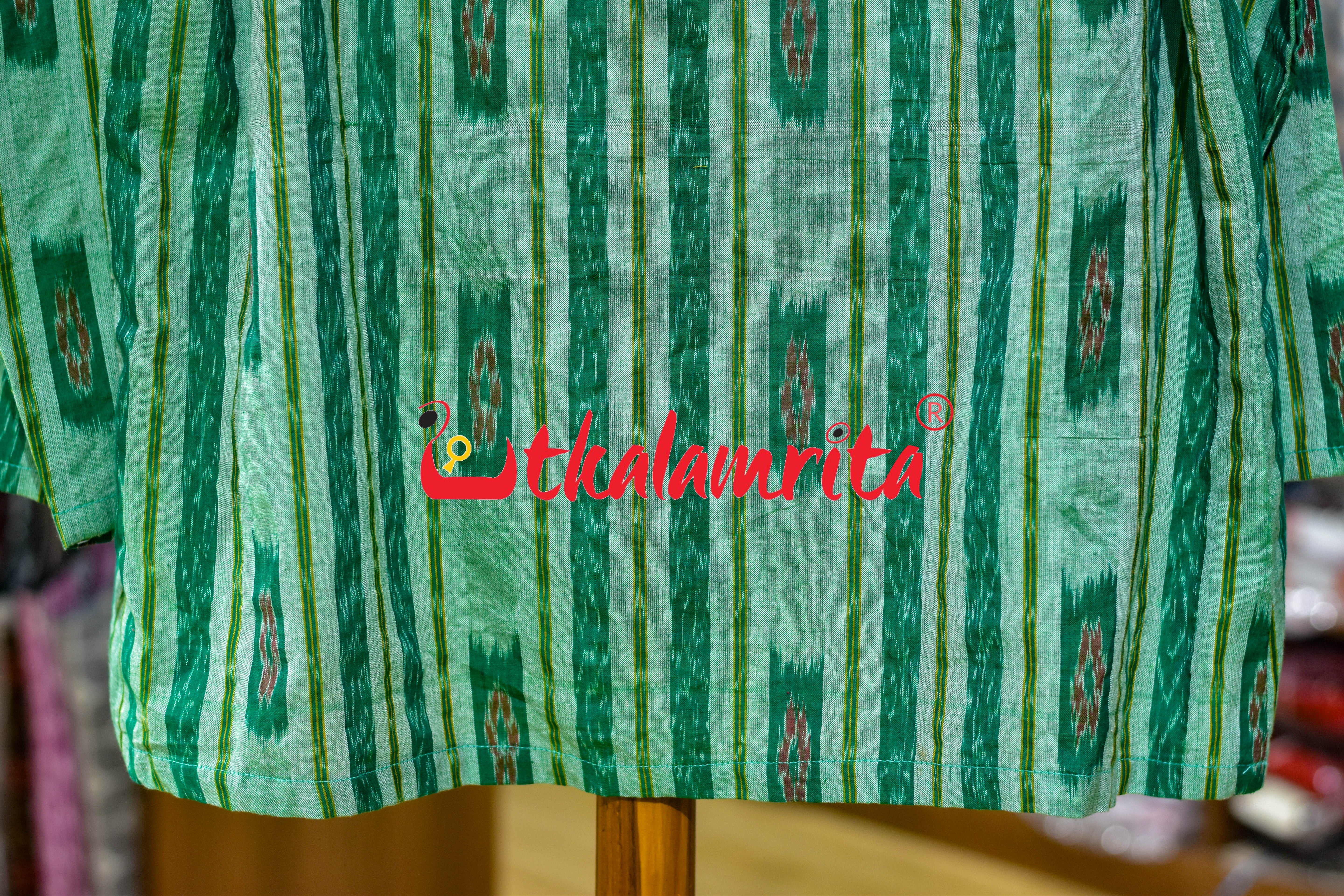 Light Green Box Flower Bandha (Men's Half Kurta)