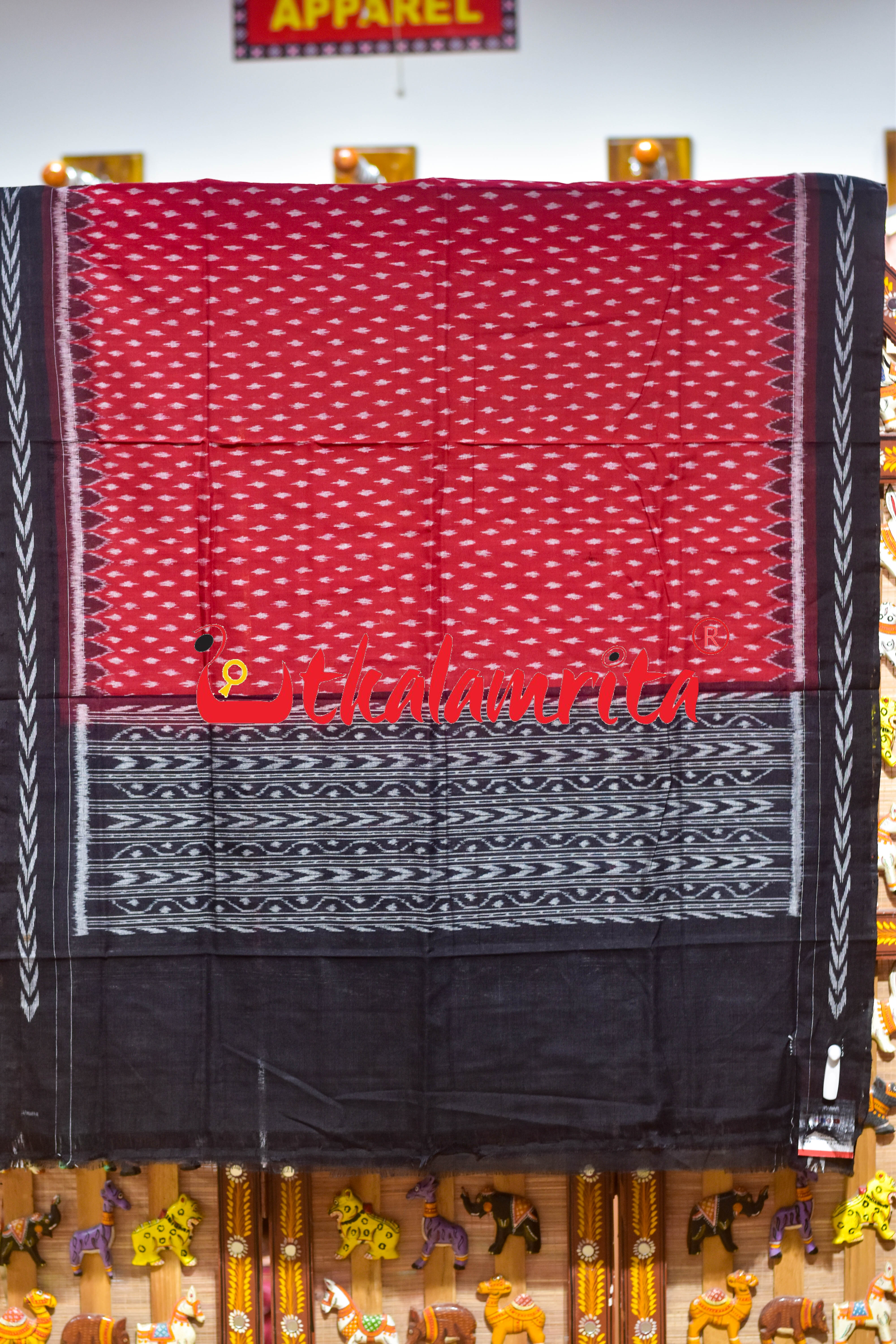 Maroon Black Dhanpatri Border Sambalpuri (Dupatta)