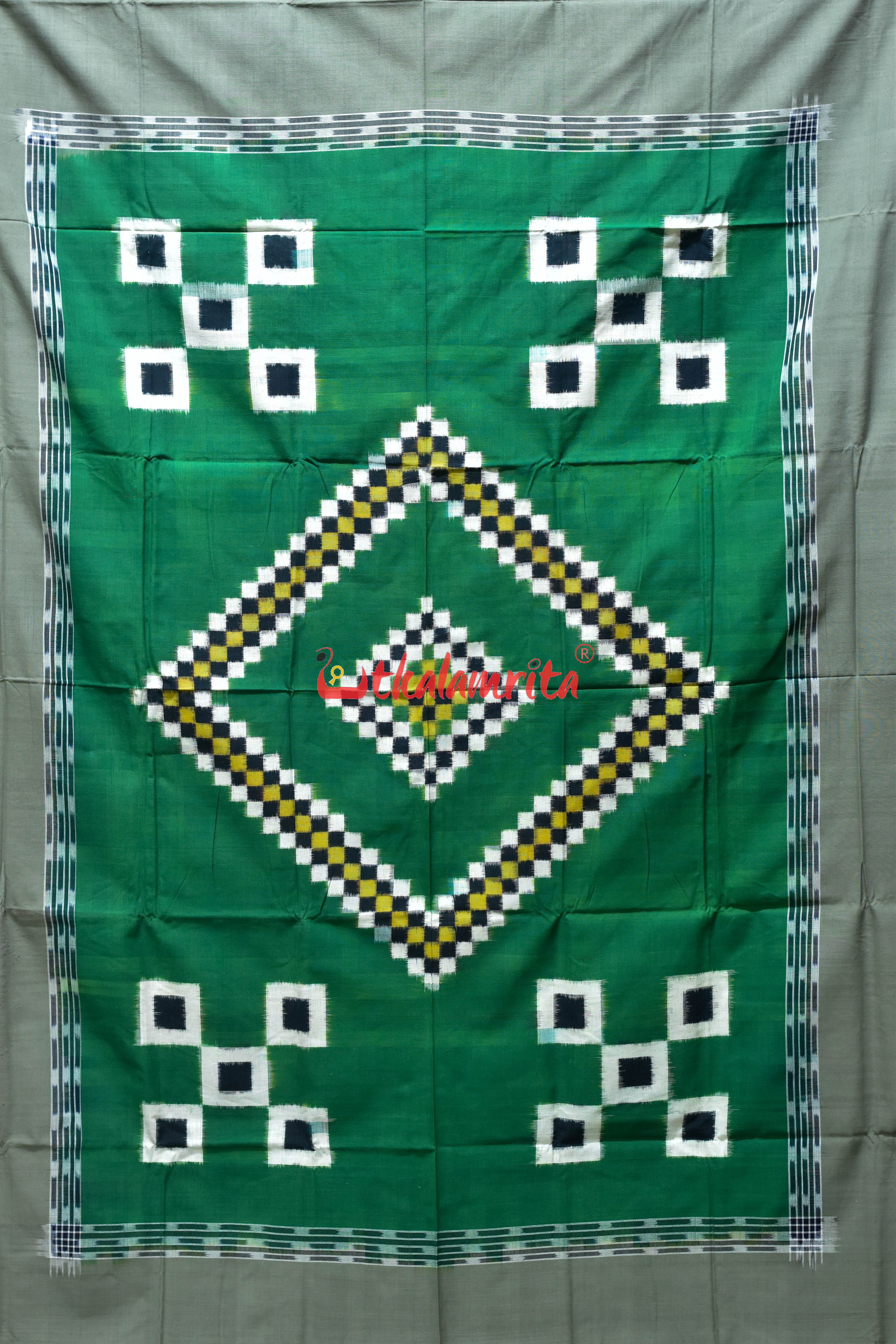Green Grey Line Pasapali Cotton (Single Bedsheet)