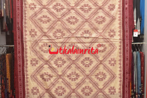 Tussarite Maroon Bada Phula Khandua Cotton Saree