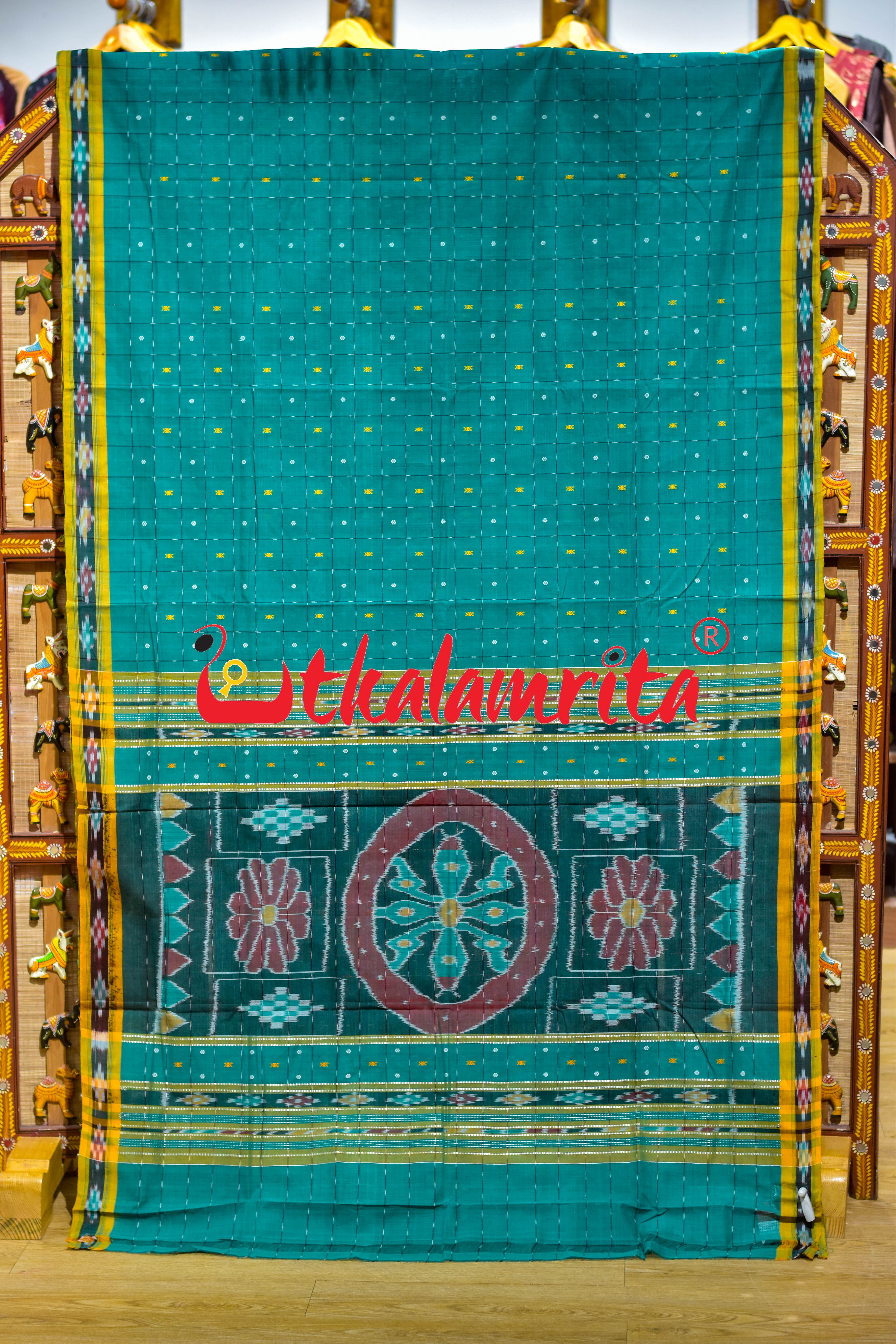 26 Squares Green Pittala Single Cotton Saree