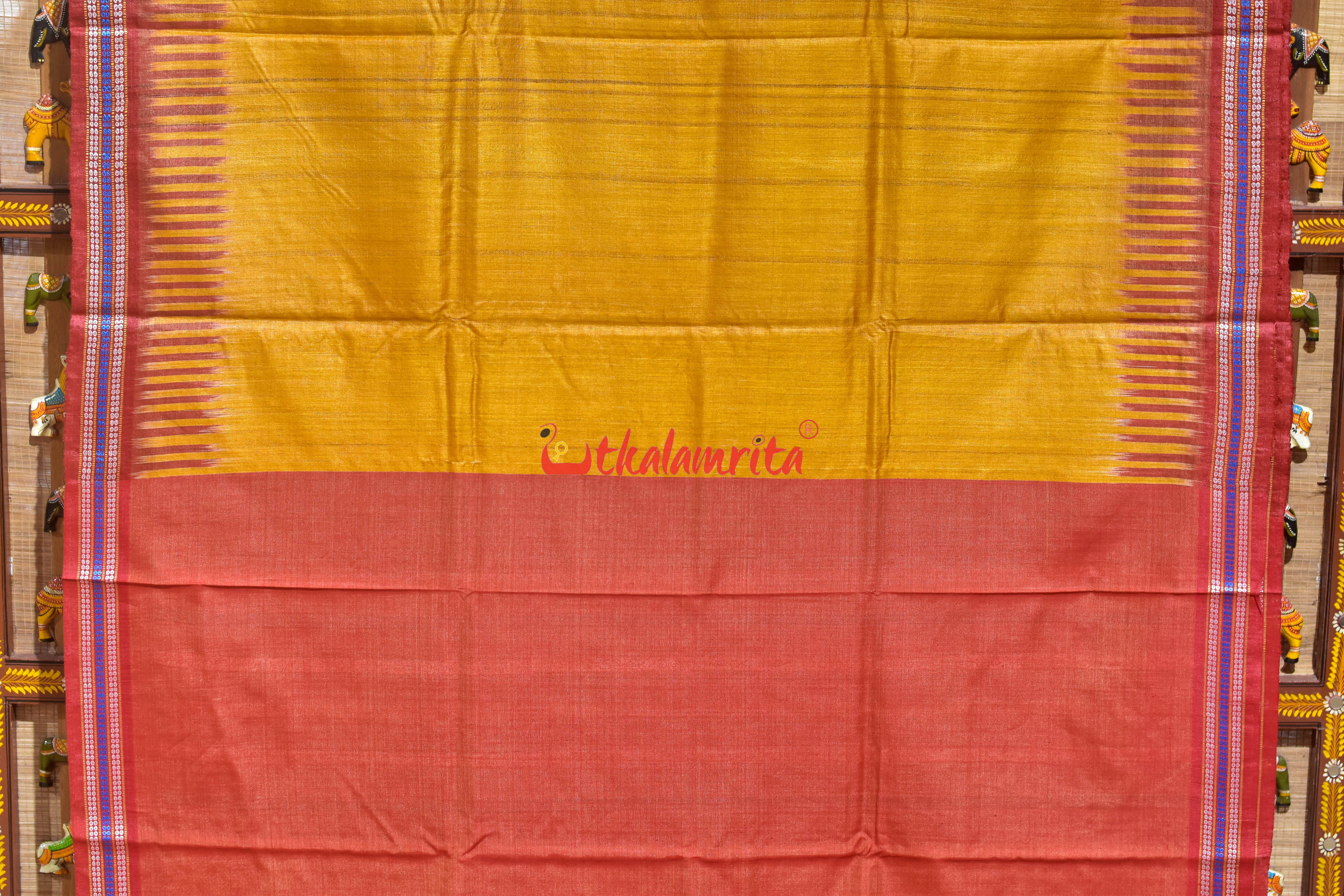 Golden Red Kathifera Gopalpur Tussar Silk Saree