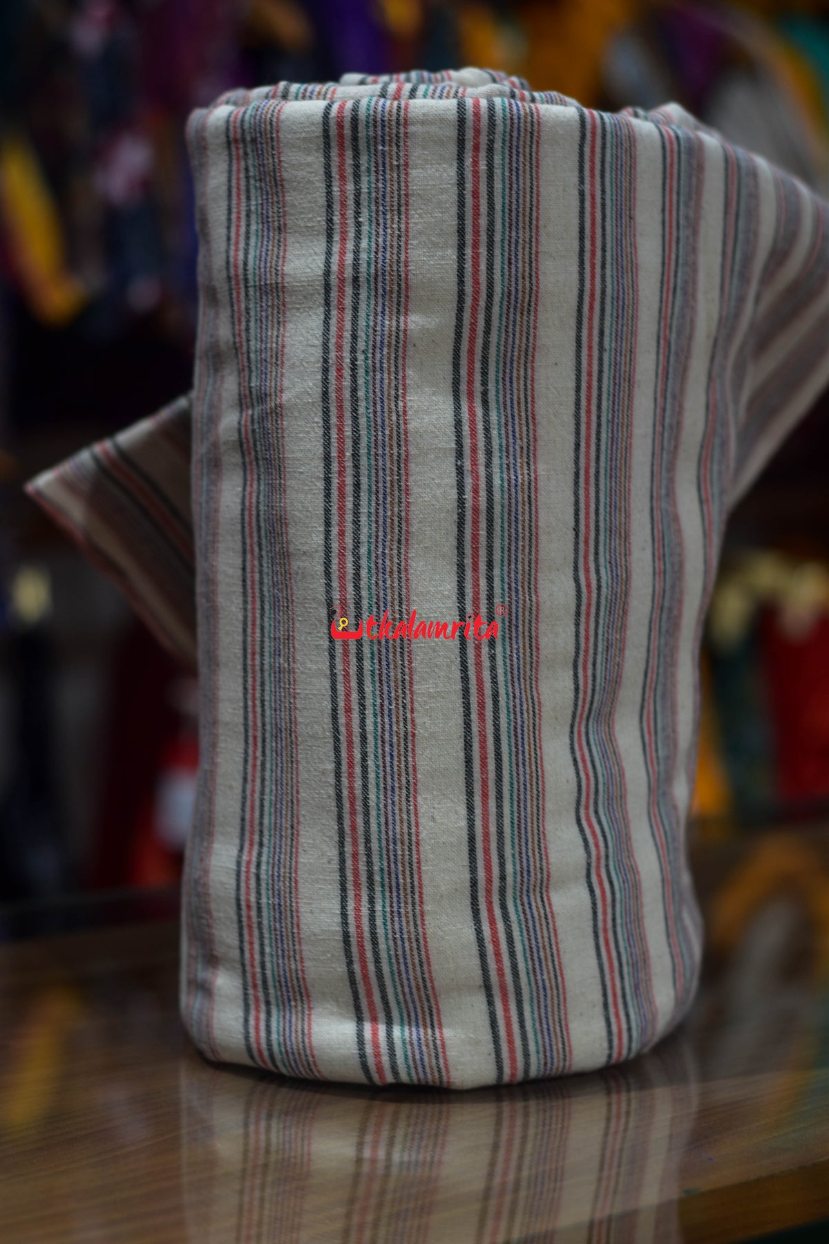 Off White Multi Stripes Kotpad (Fabric)