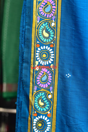 Cobalt Blue Dasabatar Pattachitra Silk Saree