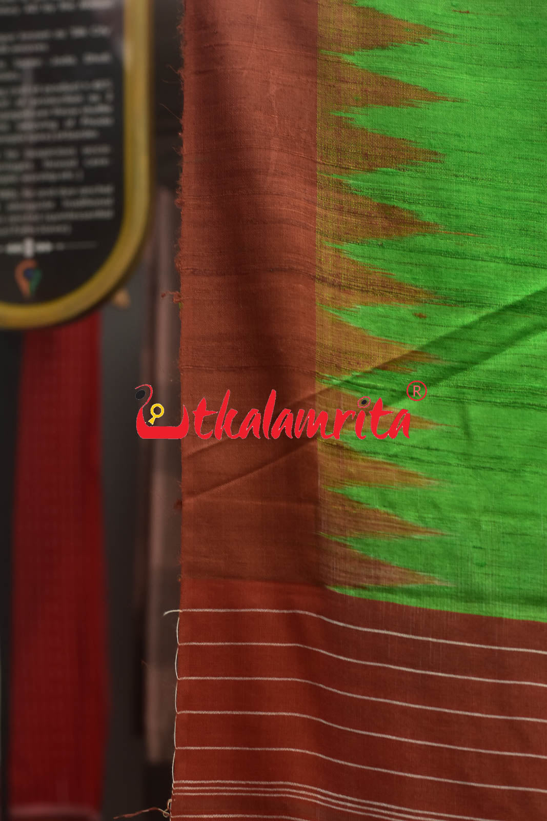 Parrot Green Rust Fine Gopalpur Tussar Saree