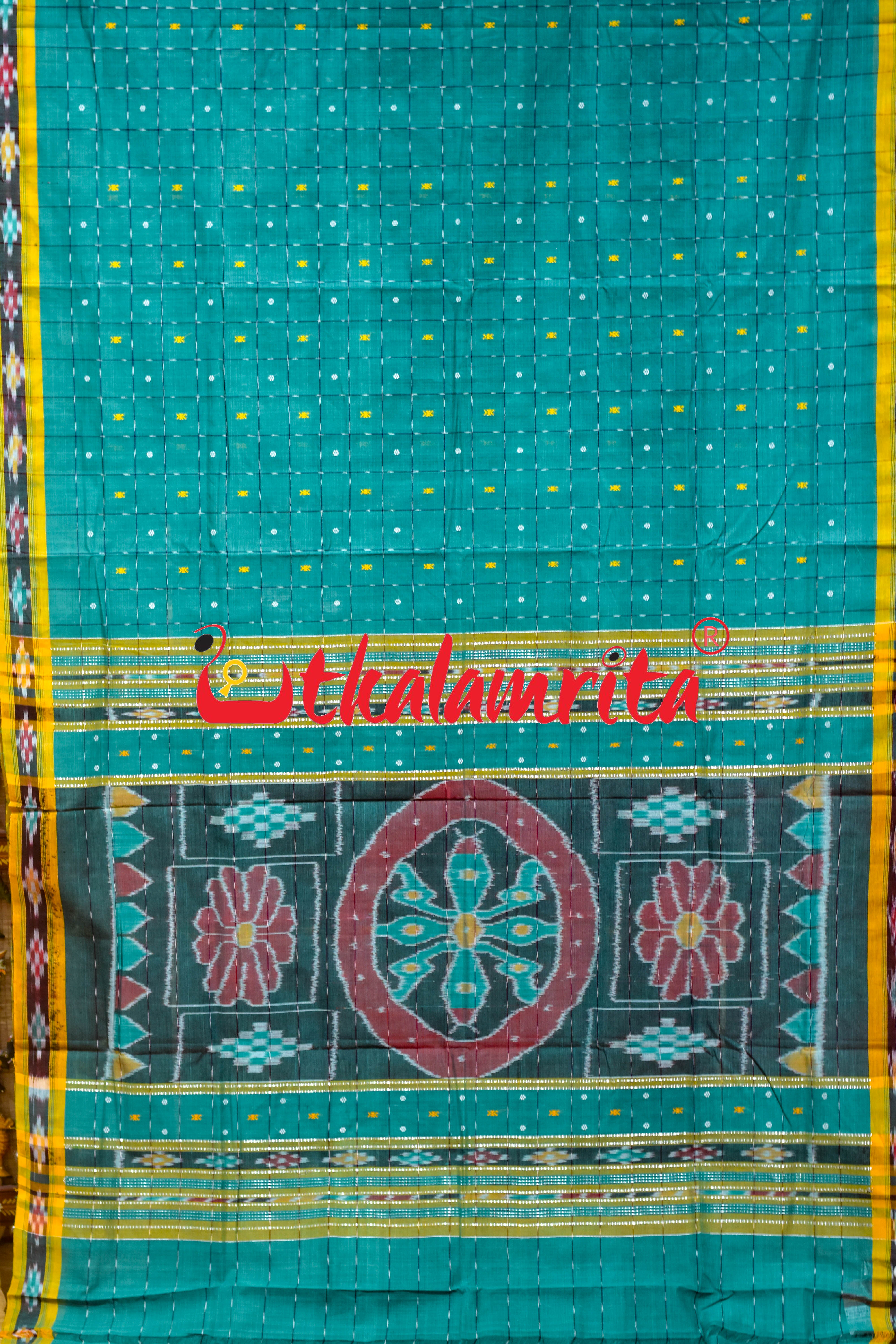 26 Squares Green Pittala Single Cotton Saree
