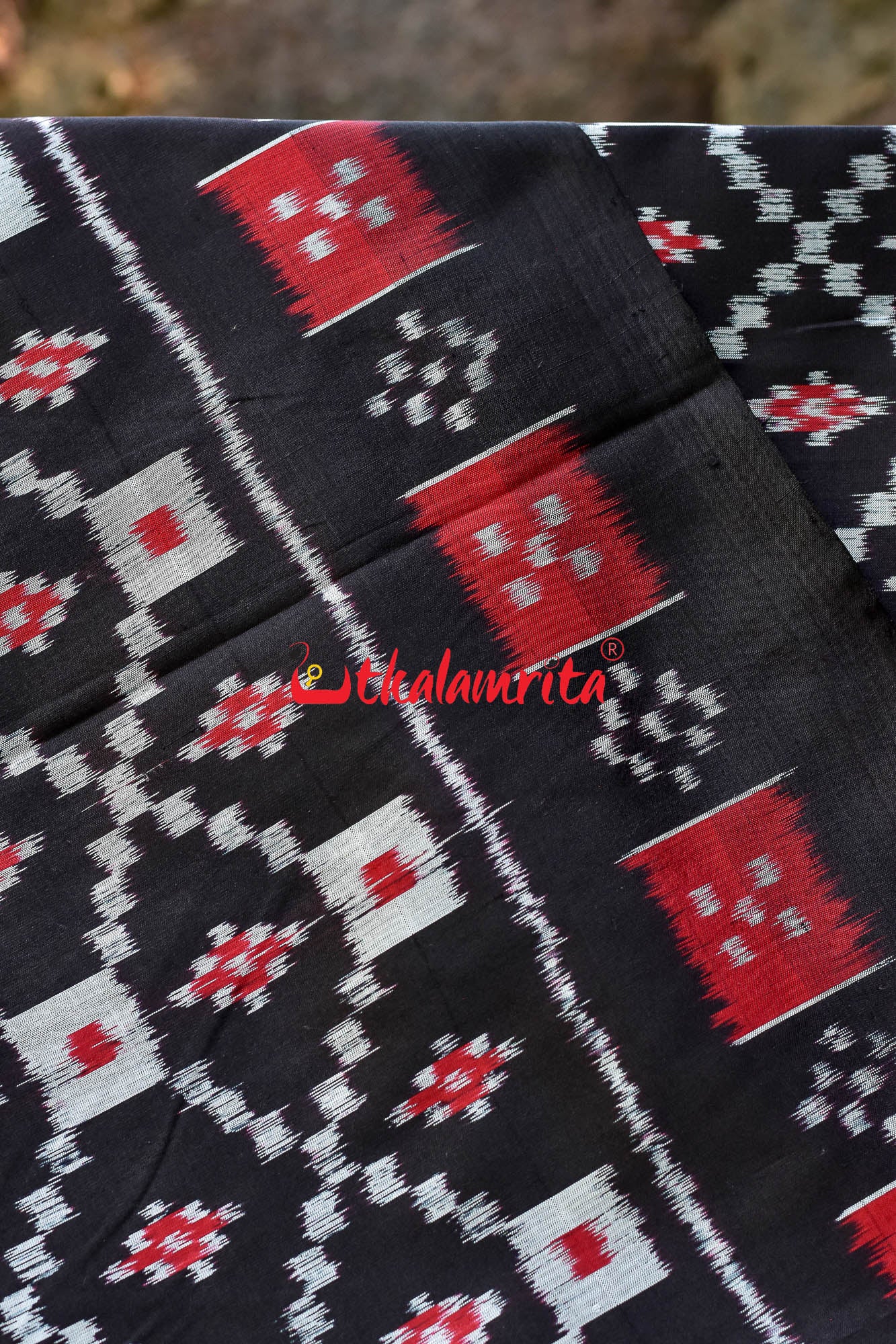 Bata Thikiri Black Khandua Silk Saree