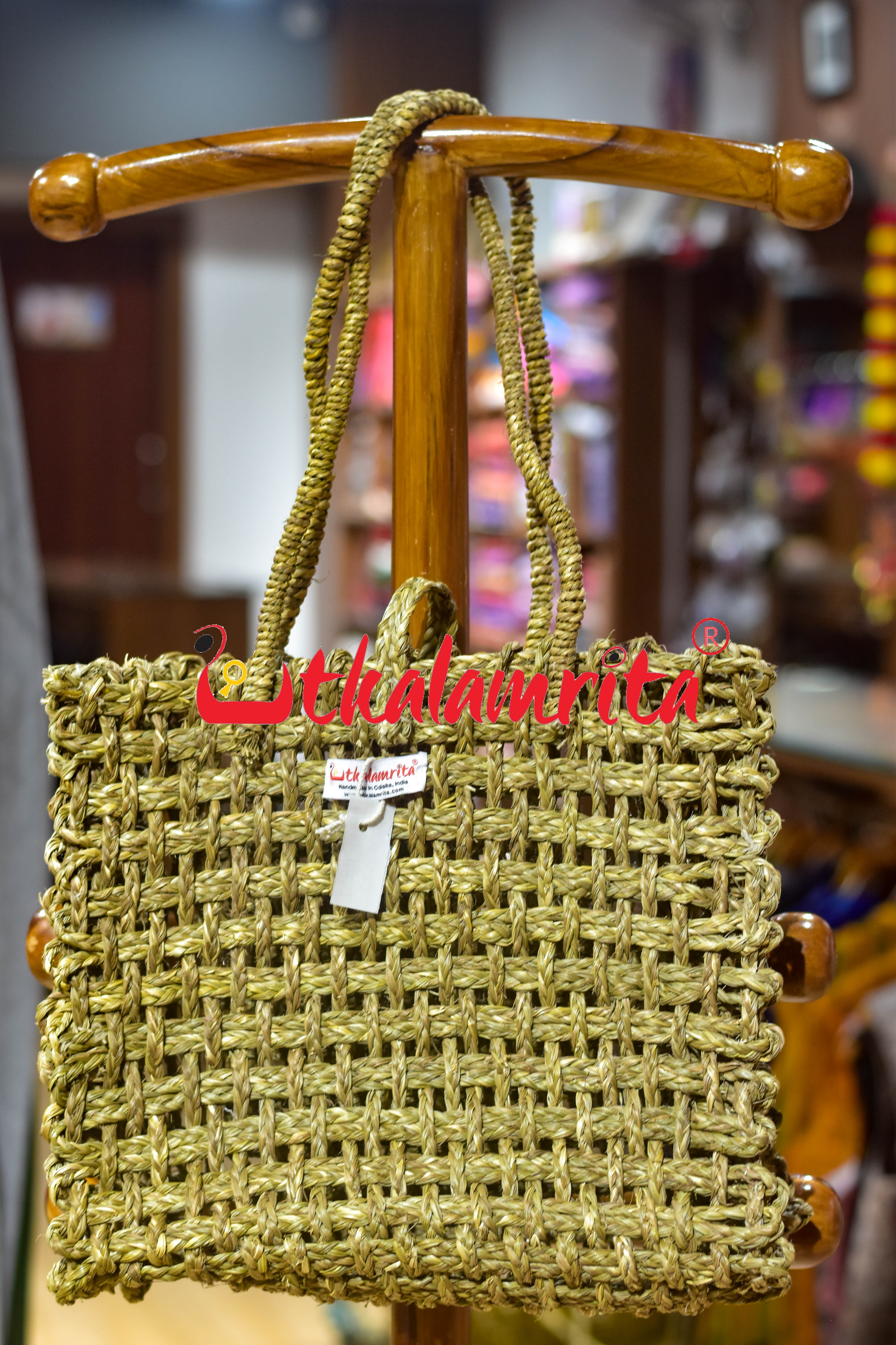 Sabai Grass Jali Bag Large (Natural)