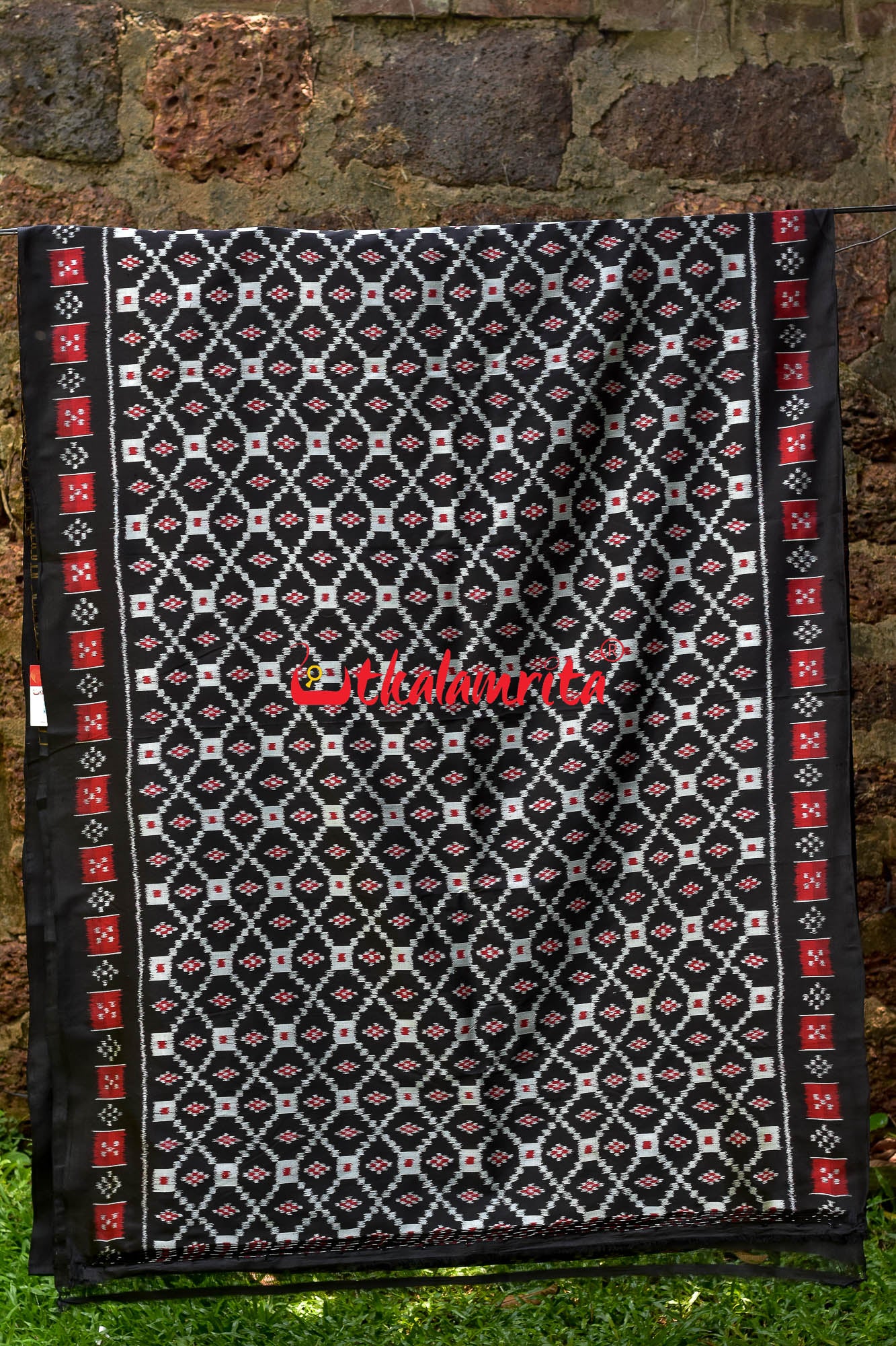 Bata Thikiri Black Khandua Silk Saree