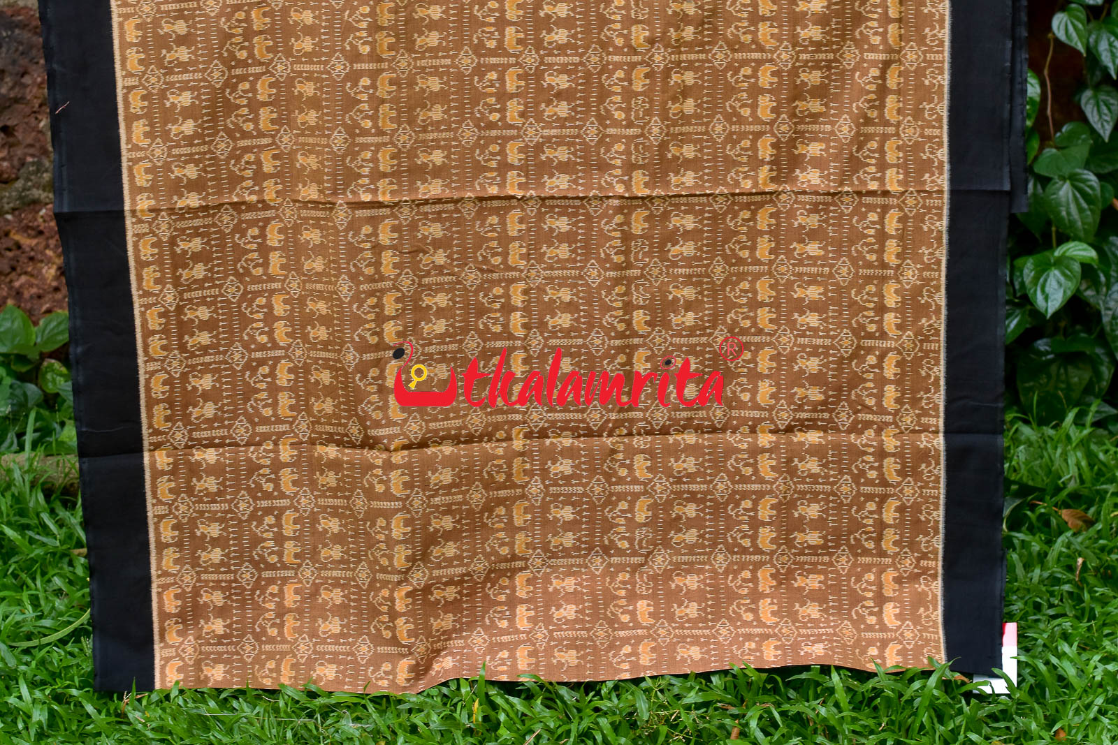 Hathi Design Light Brown Sambalpuri Cotton Saree