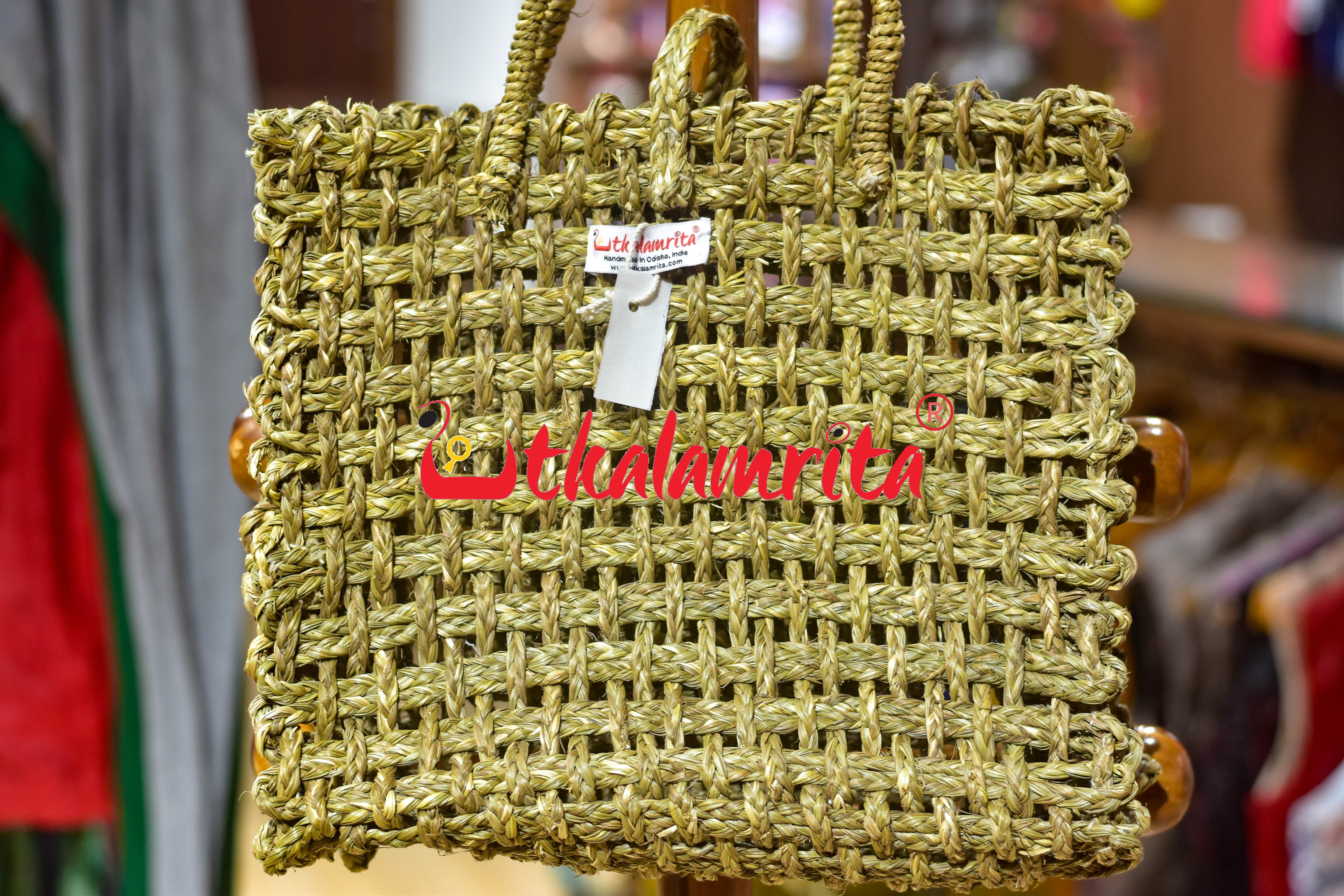 Sabai Grass Jali Bag Large (Natural)