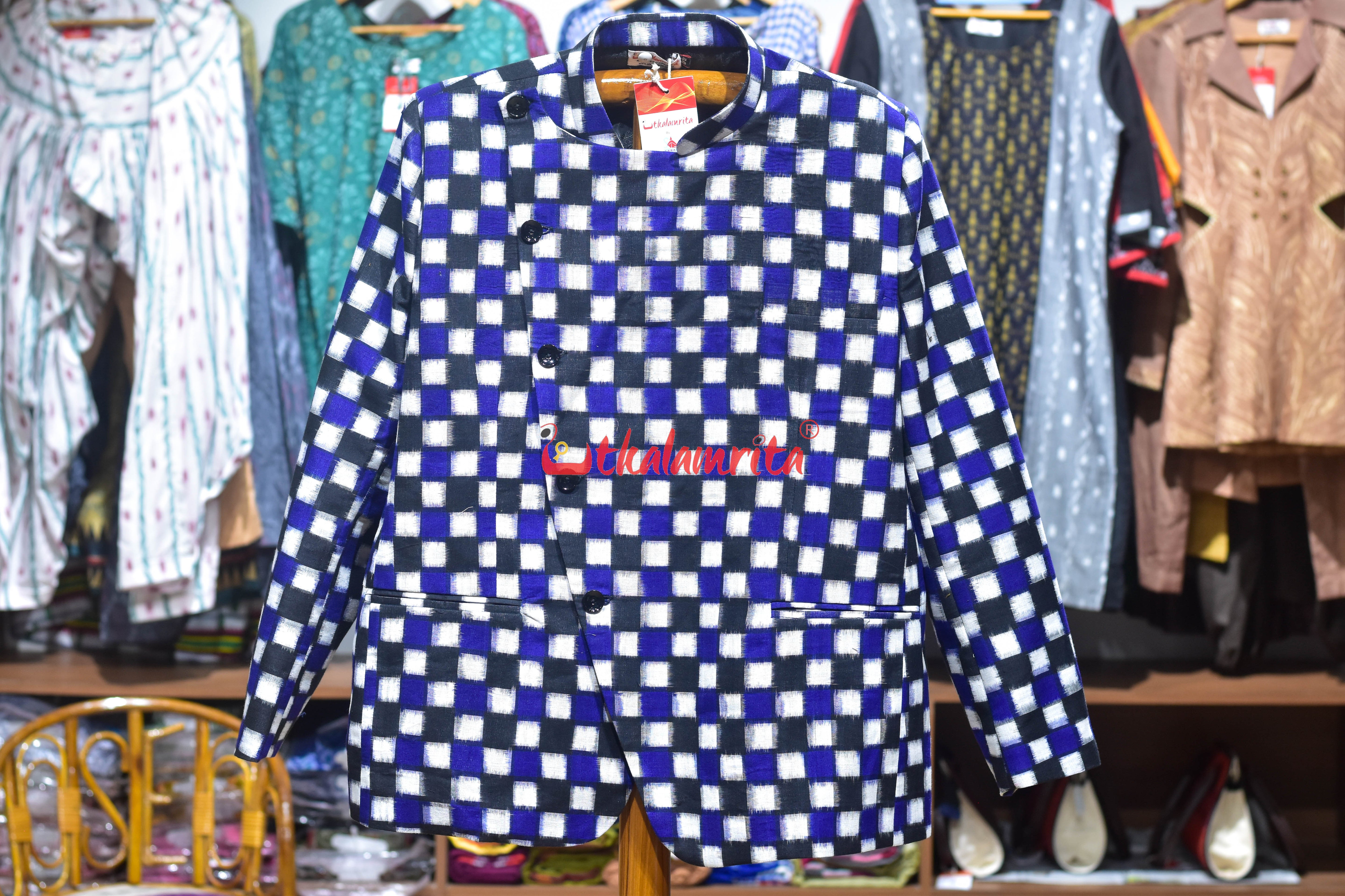 Blue Black 37 Kuthi Asymmetric (Men's Blazer)