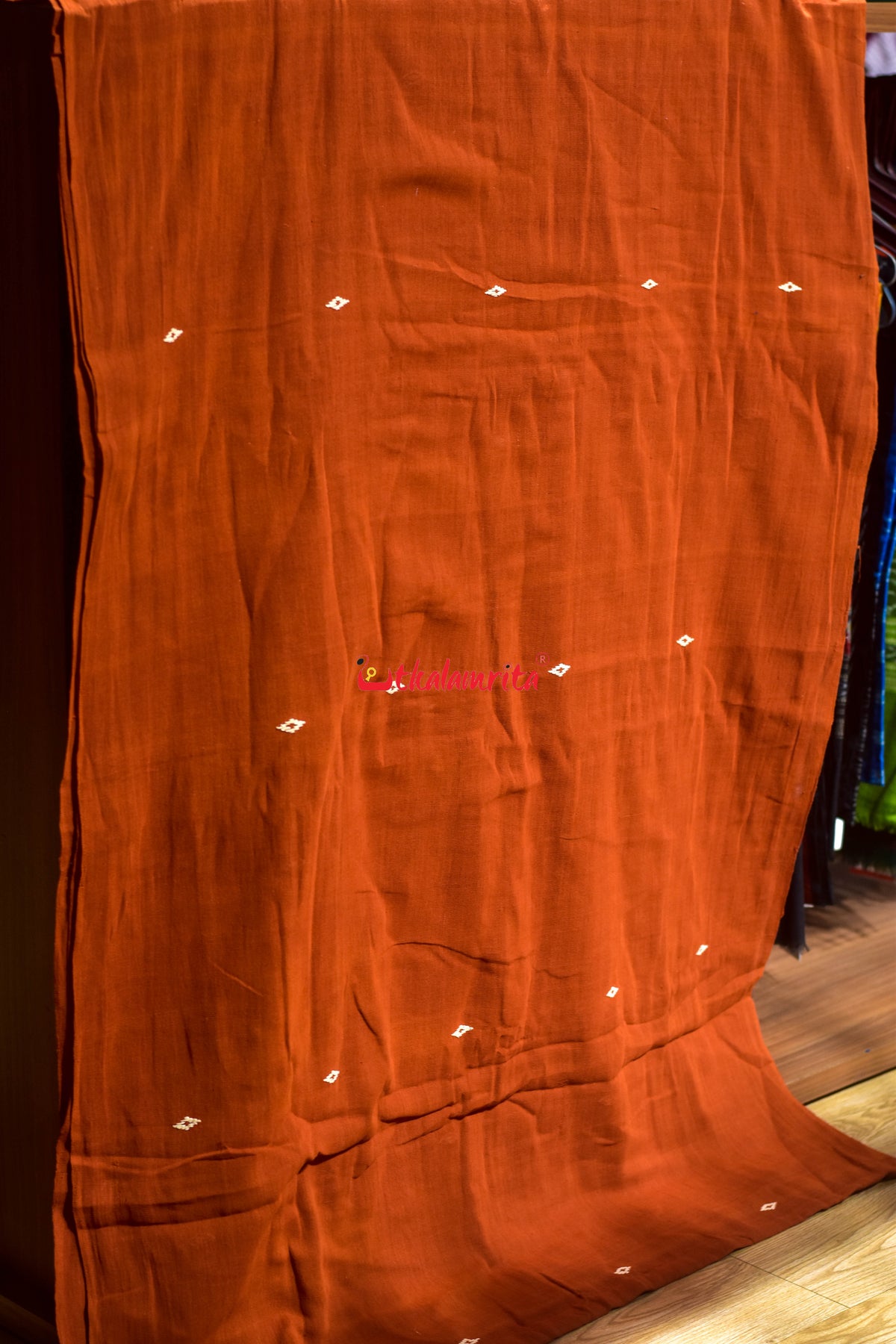 Rust Orange White Buti Kotpad (Fabric)