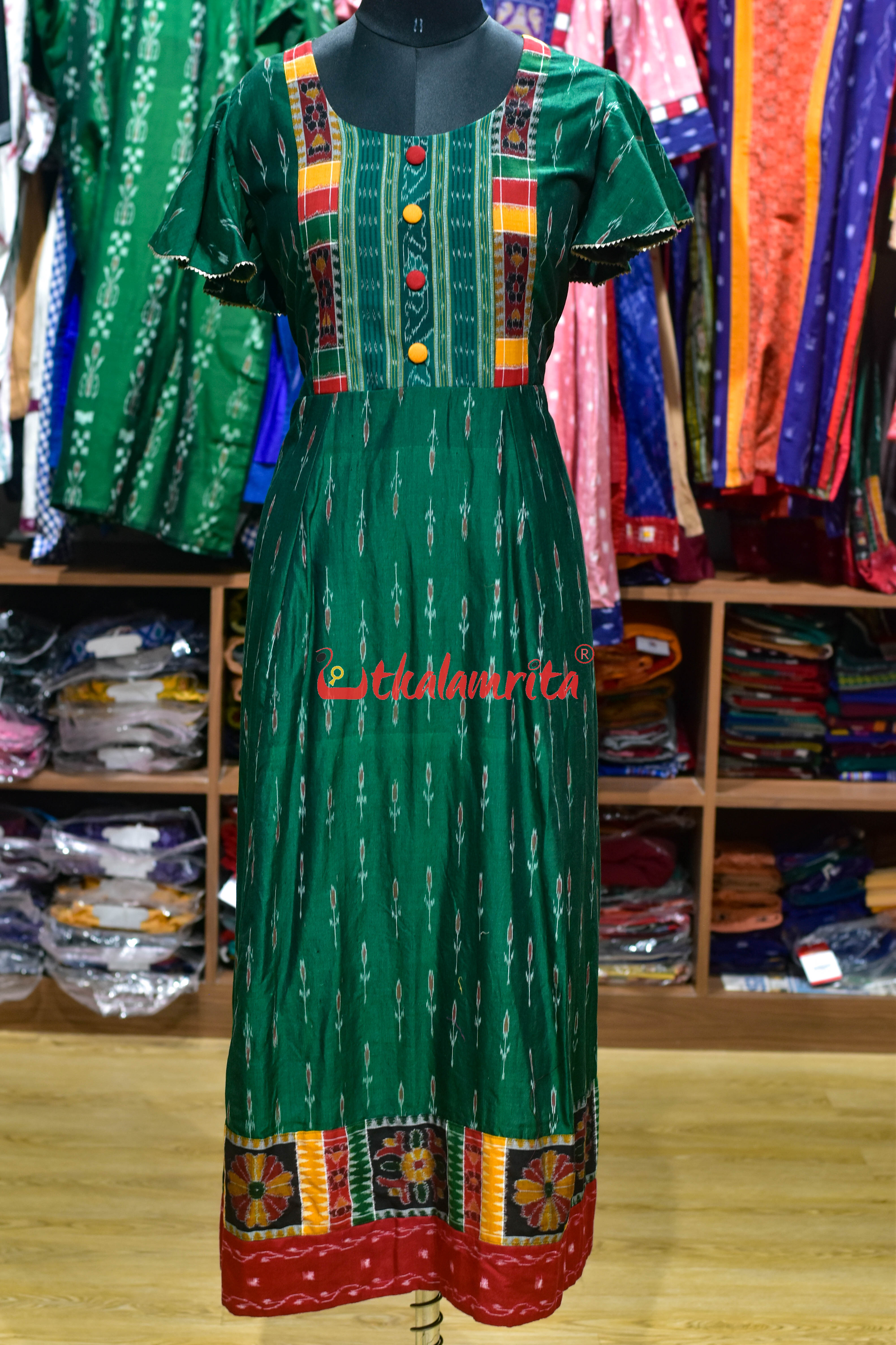 Bottle Green Labanga Bandha (Anarkali)
