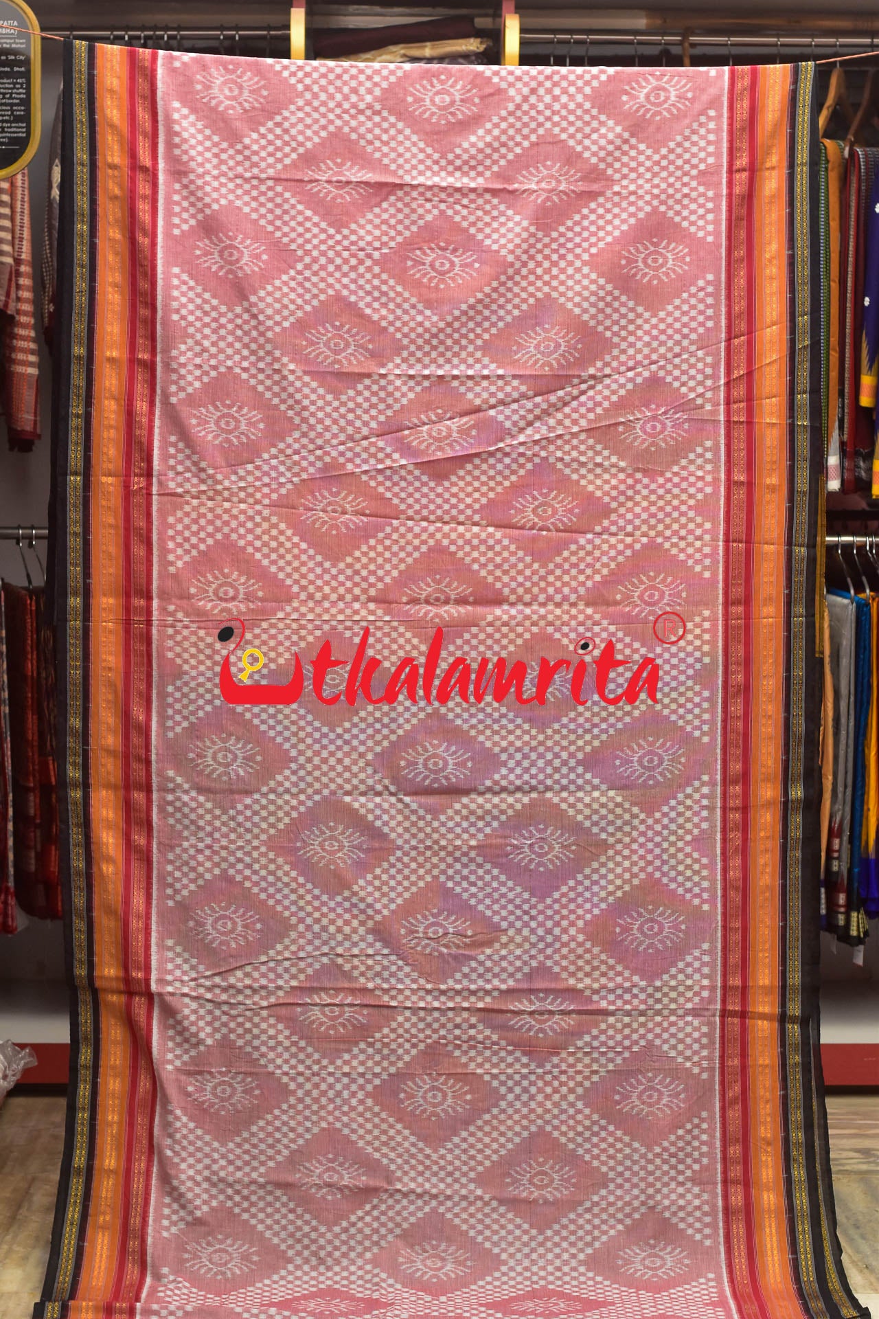 Peach with Body Pasapali Khandua Cotton Saree