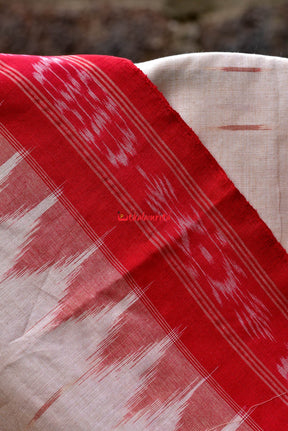 Off White Red Daali Scot Saree