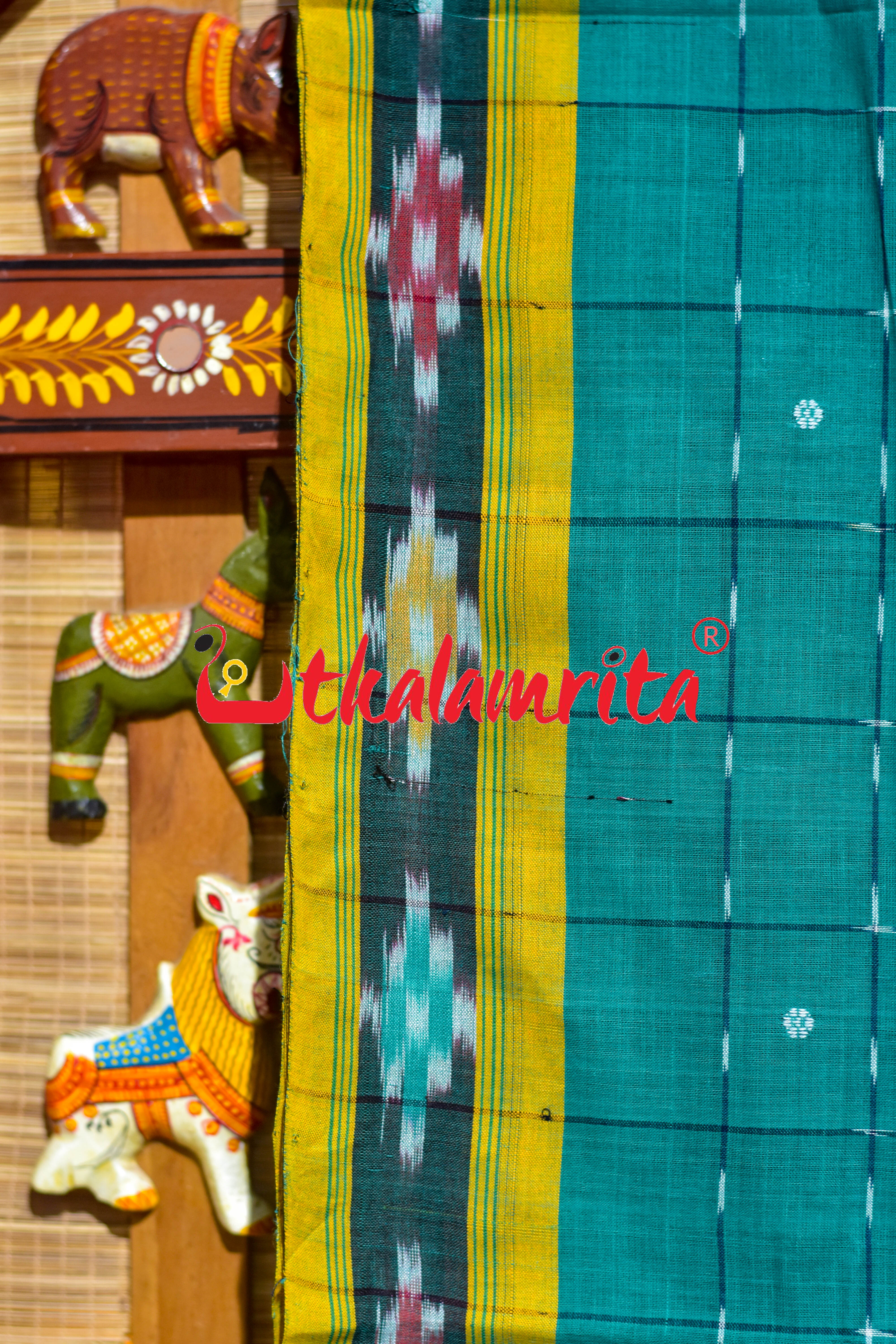 26 Squares Green Pittala Single Cotton Saree