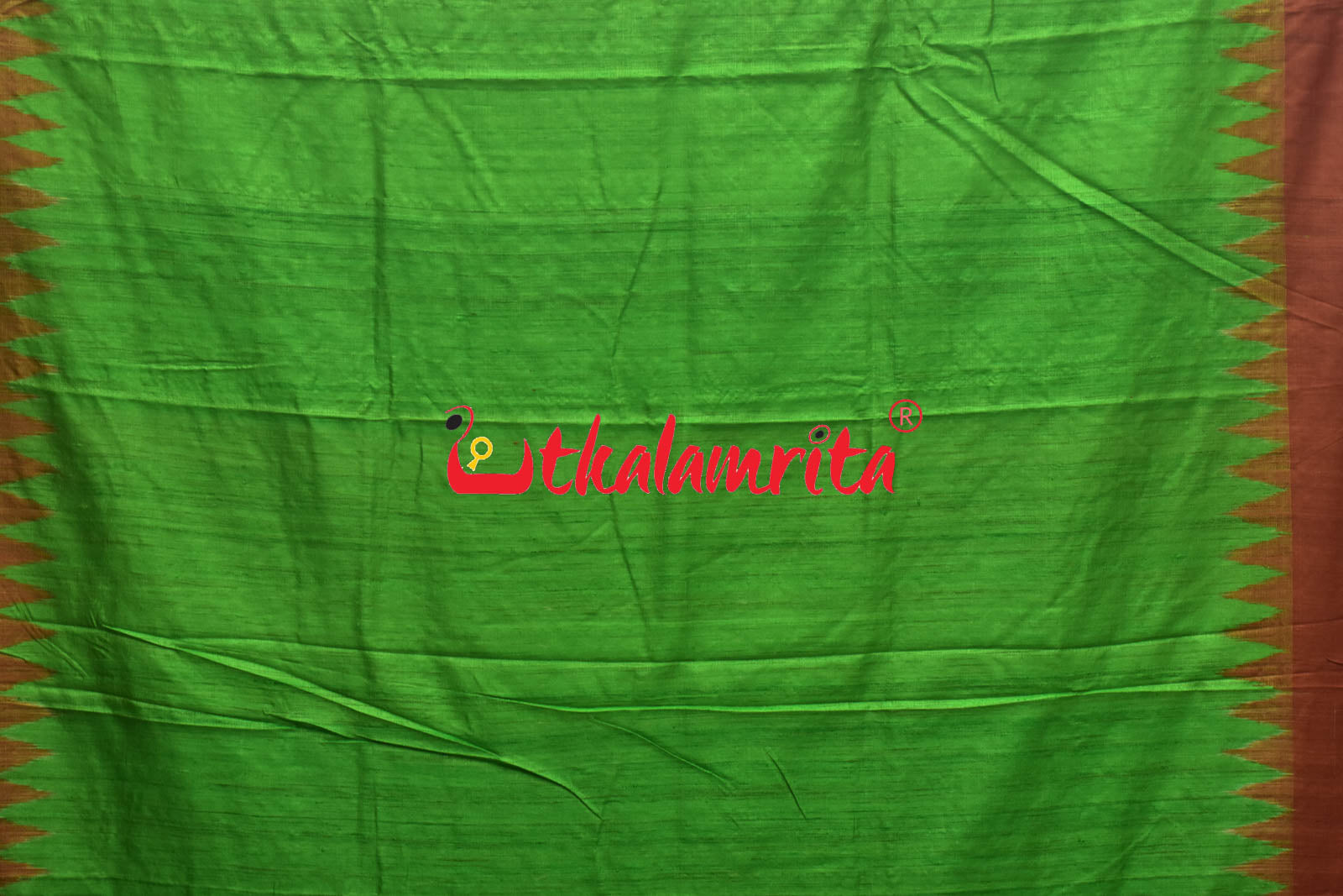 Parrot Green Rust Fine Gopalpur Tussar Saree