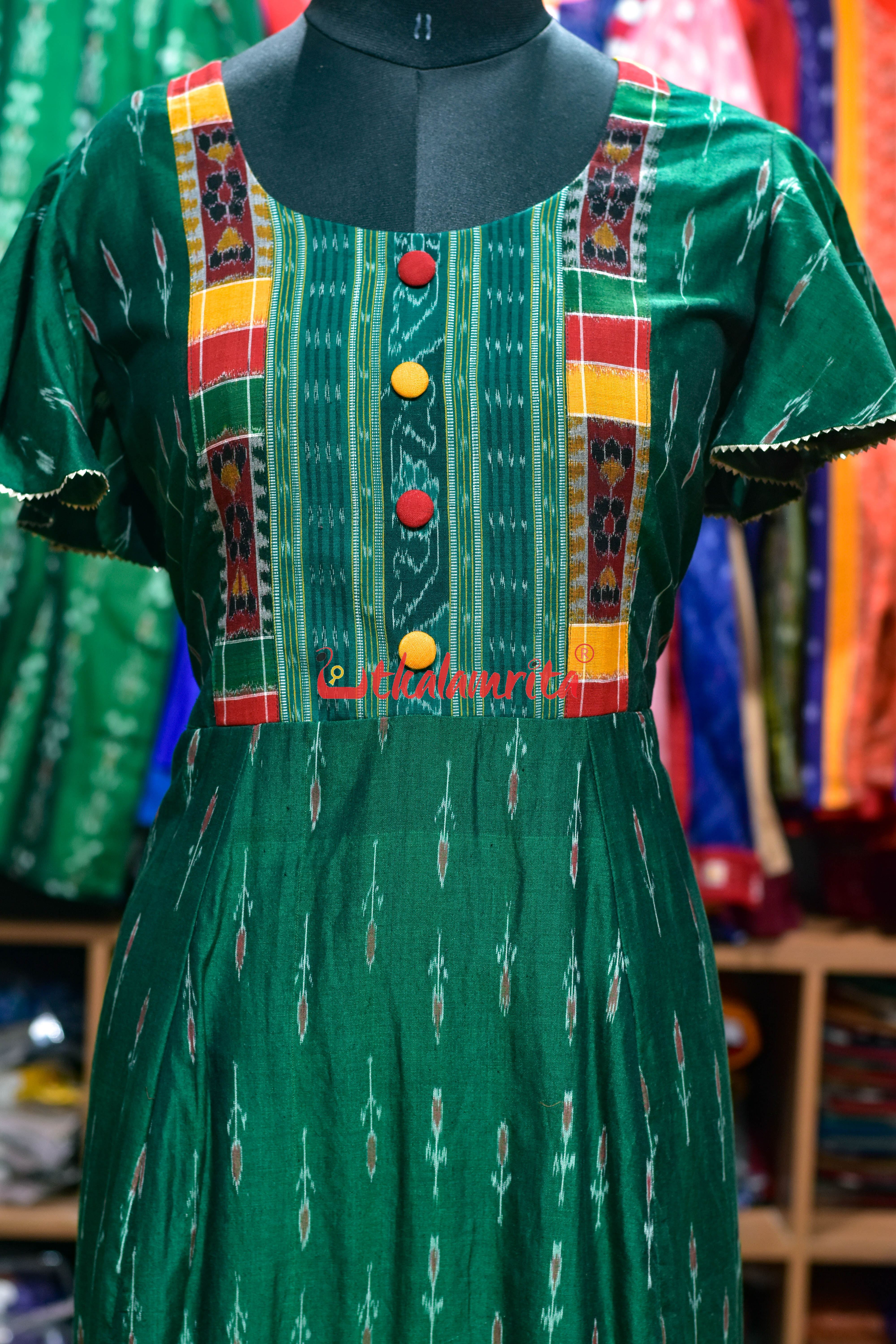 Bottle Green Labanga Bandha (Anarkali)