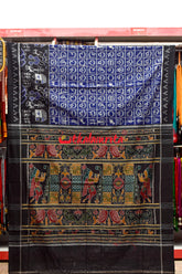 Blue Odia Alphabets Khandua Cotton Saree