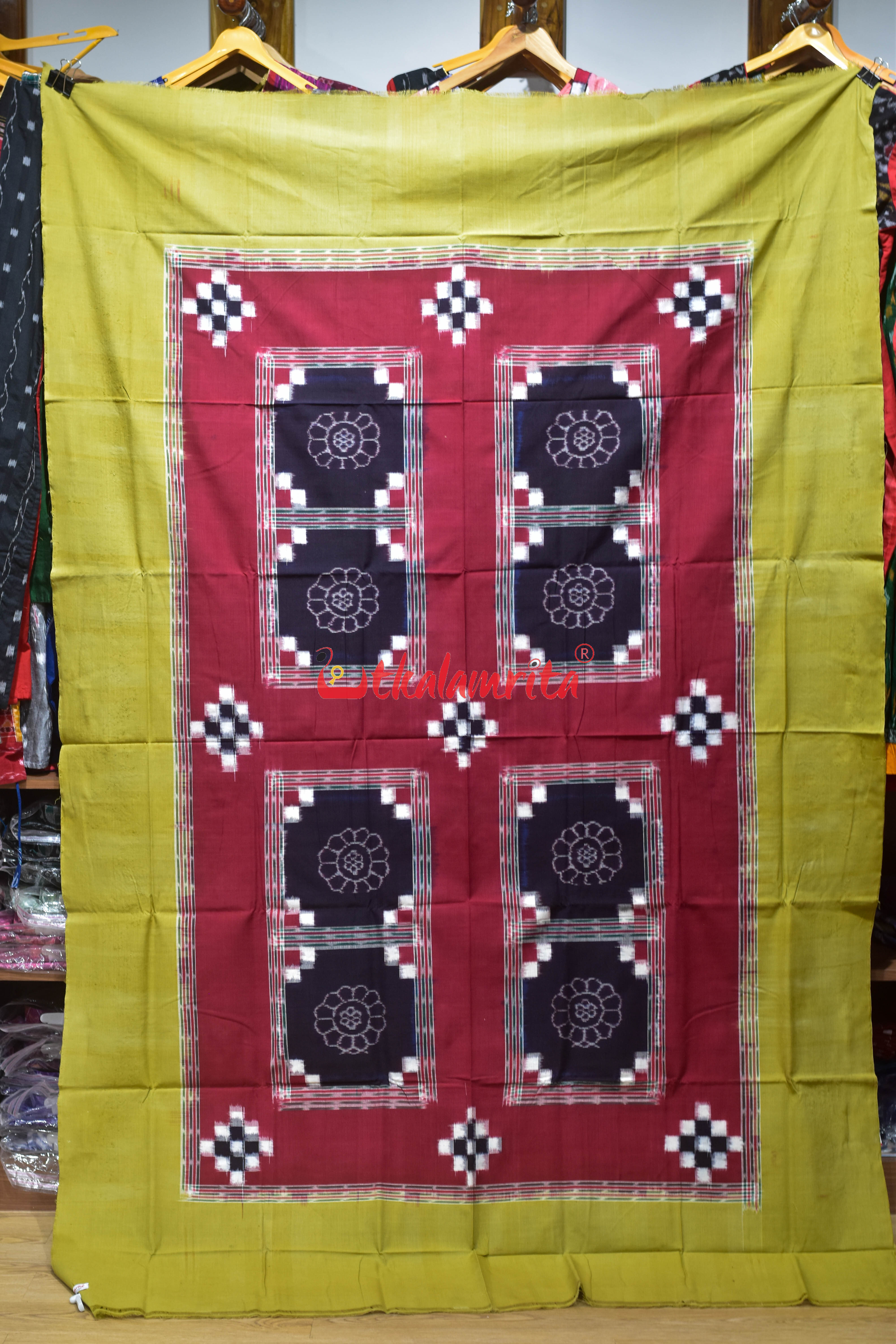 Khaki Blue Flower Bandha Cotton (Single Bedsheet)