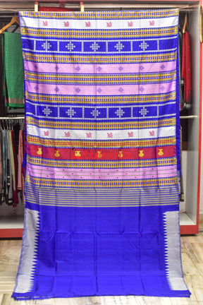 Steel Grey Double Anchal Berhampuri Silk Saree