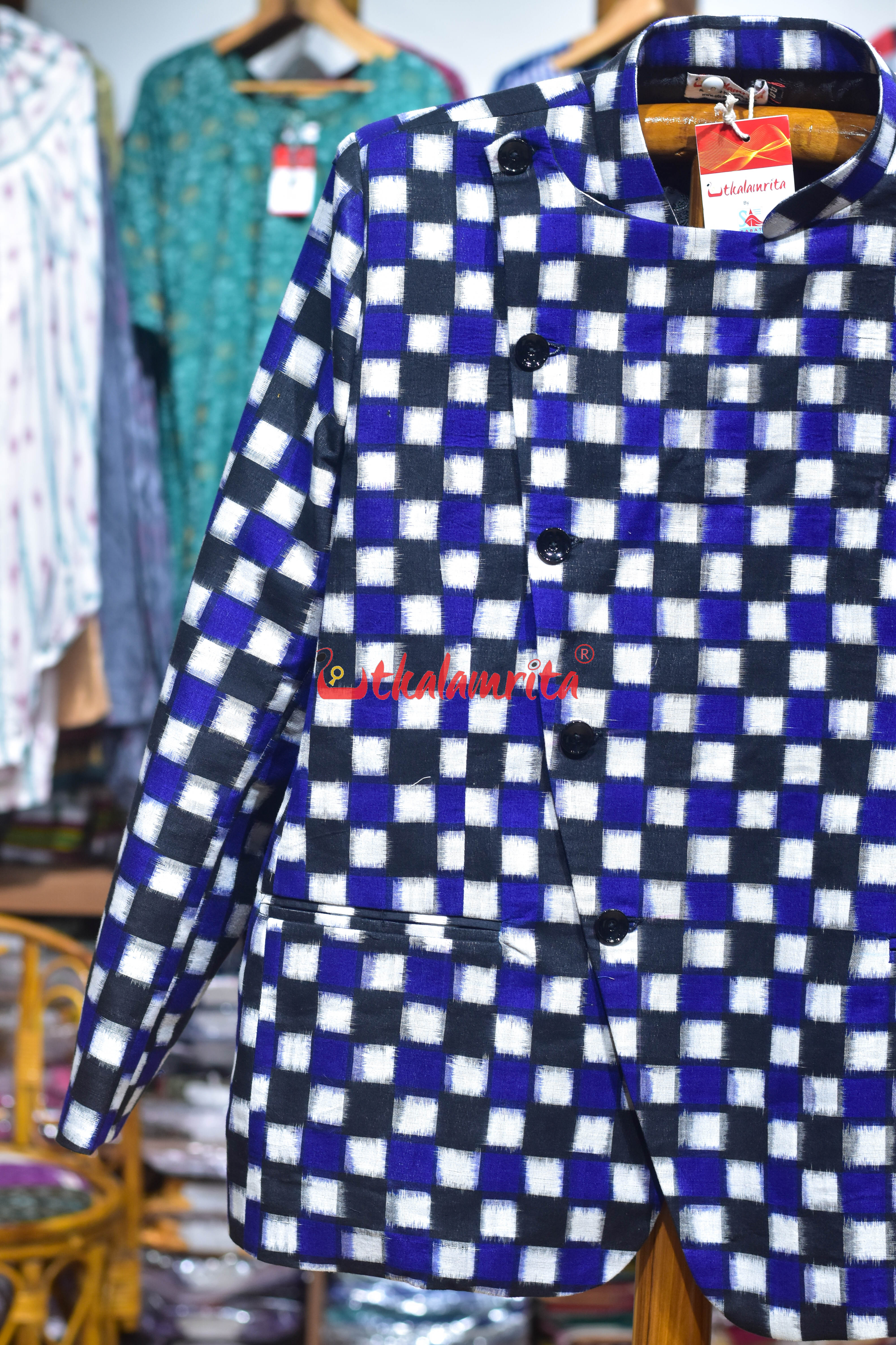 Blue Black 37 Kuthi Asymmetric (Men's Blazer)