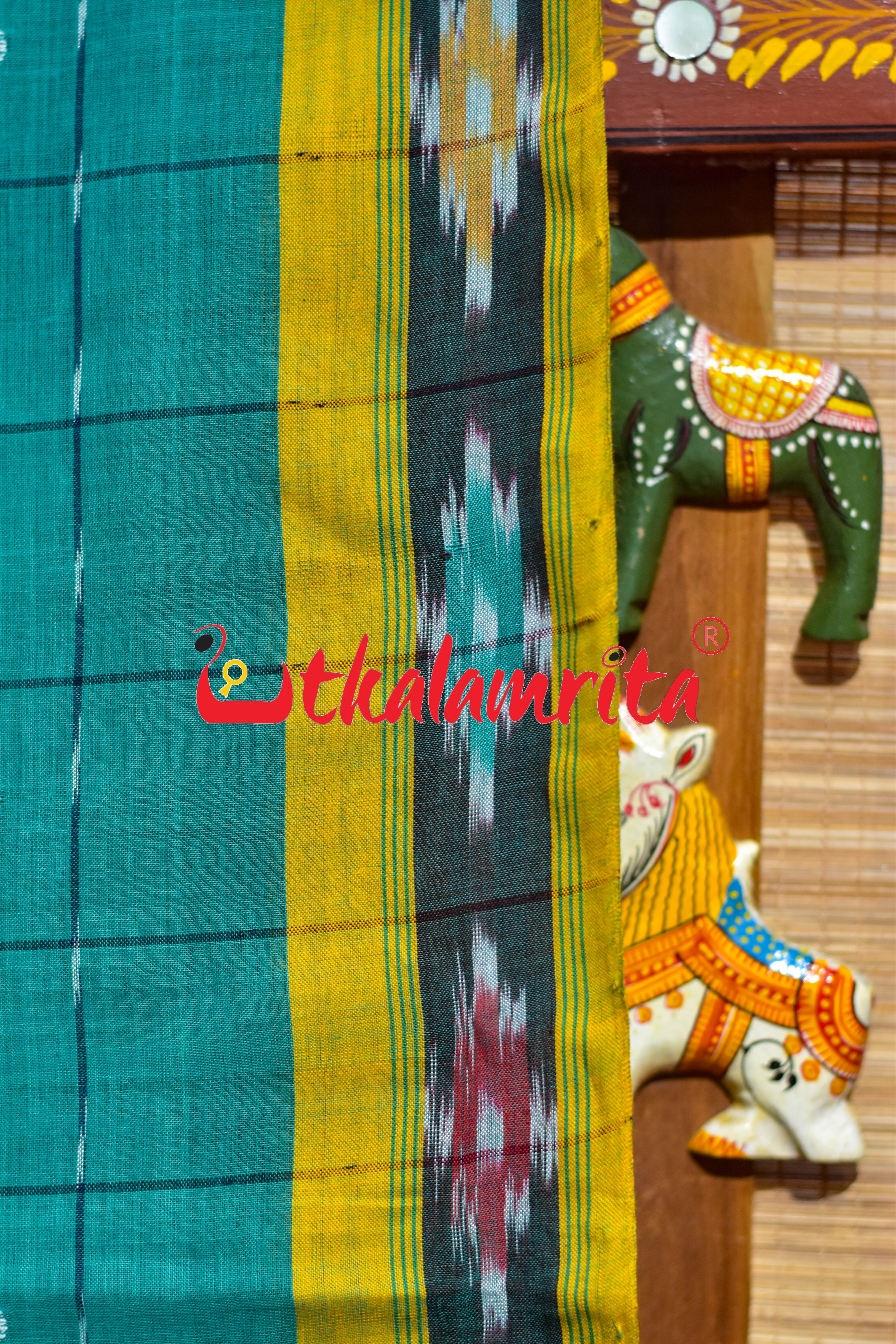 26 Squares Green Pittala Single Cotton Saree