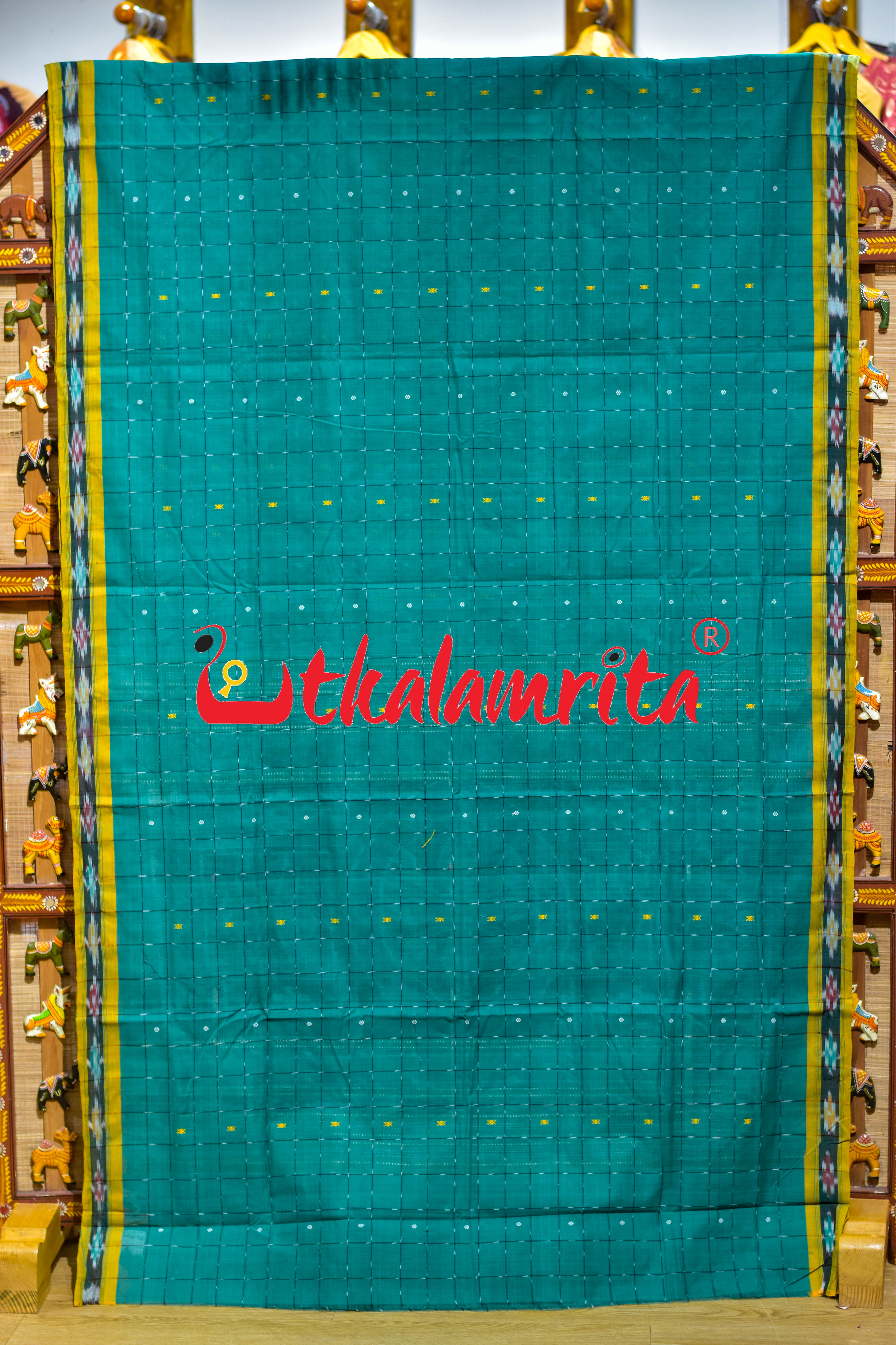 26 Squares Green Pittala Single Cotton Saree