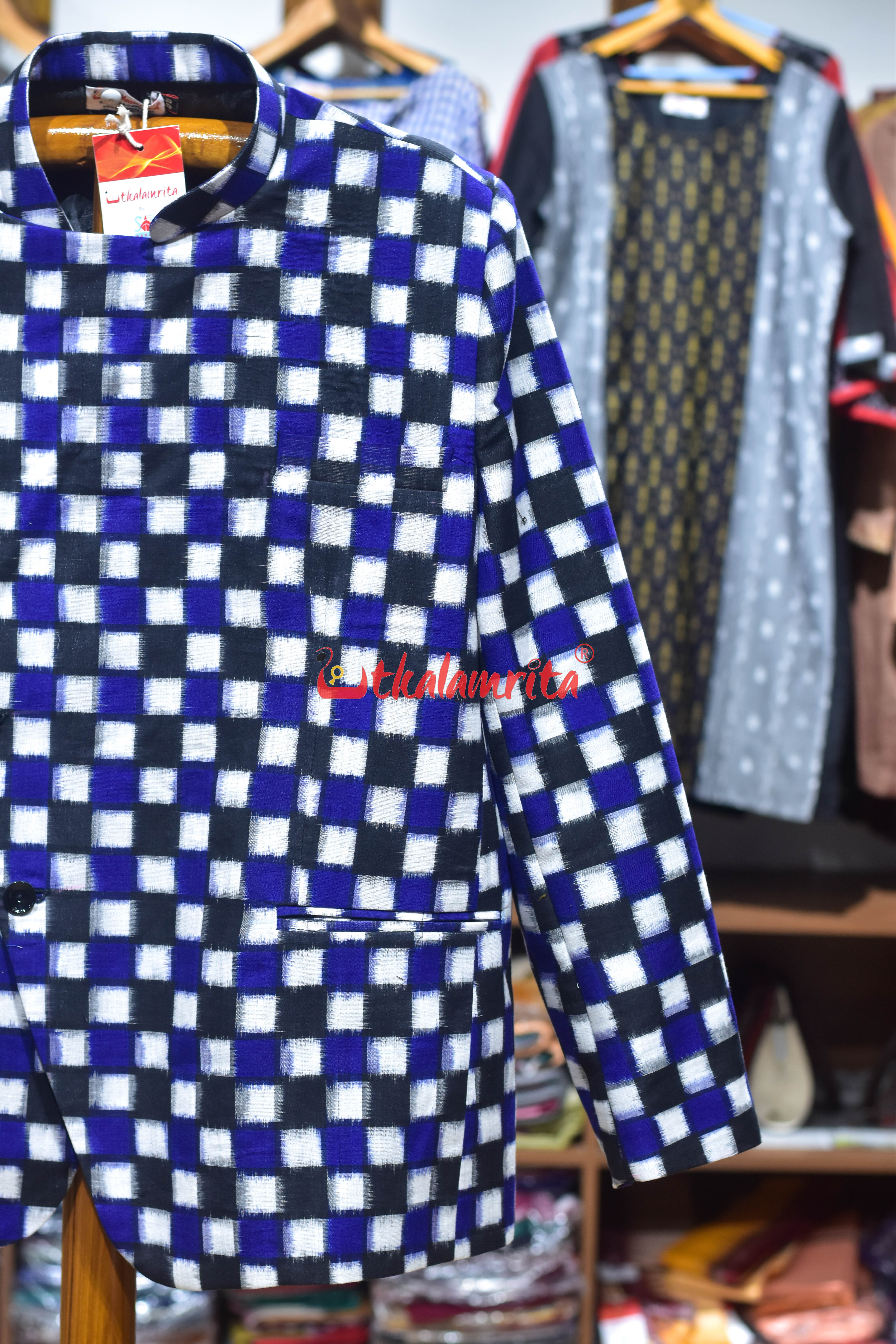 Blue Black 37 Kuthi Asymmetric (Men's Blazer)