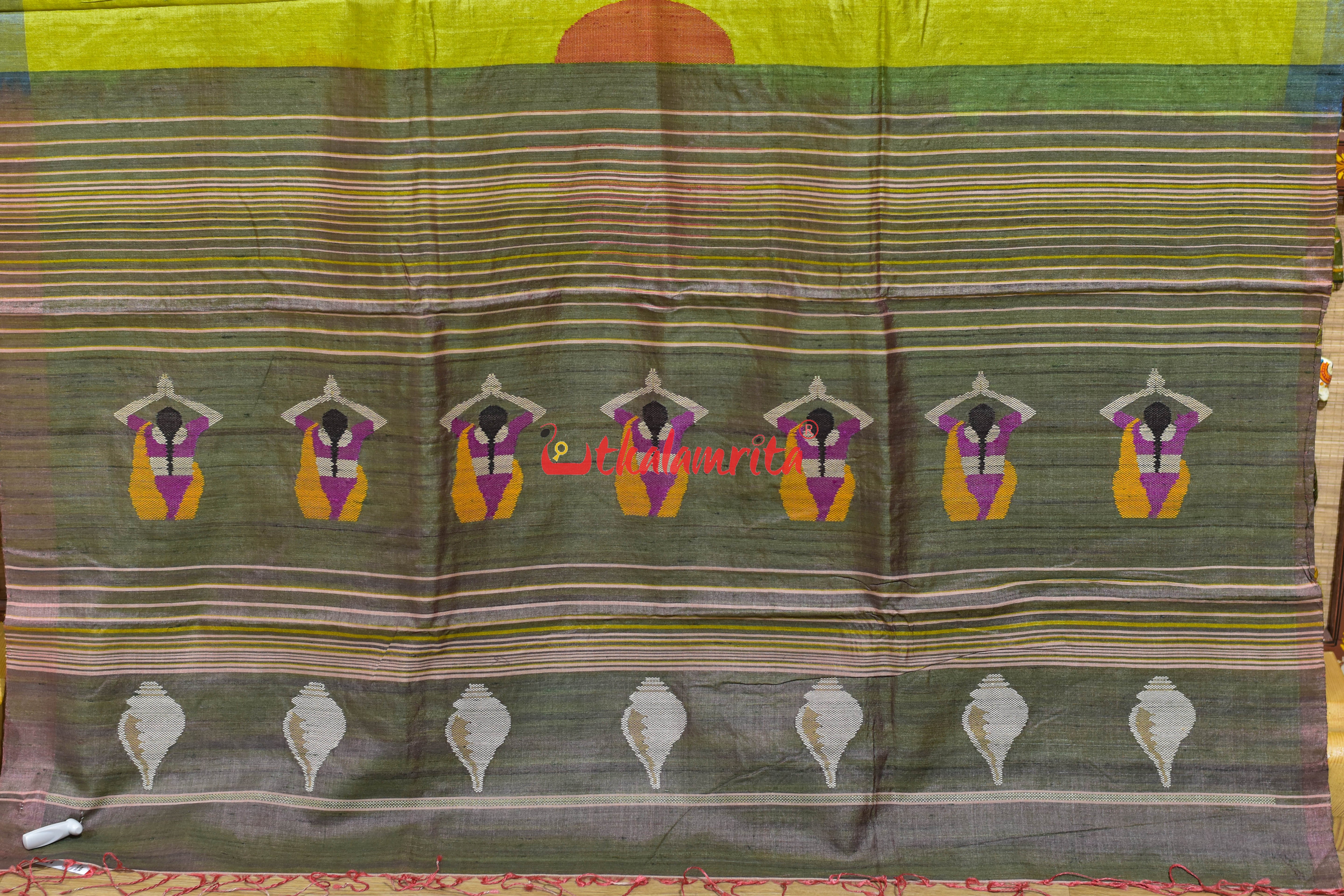 Yellow Surya Namaskar Gopalpur Tussar Silk Saree
