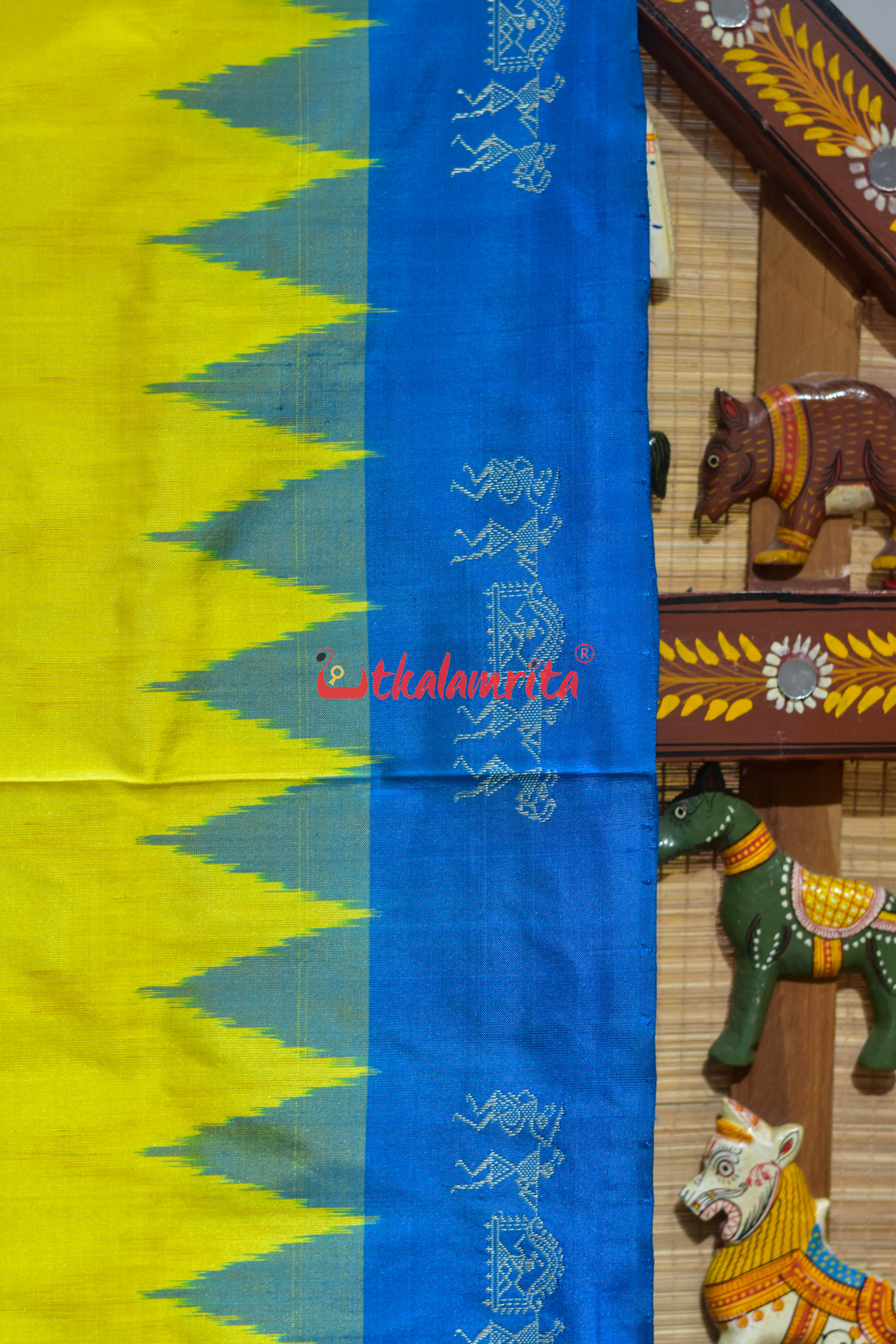 Yellow Copper Sulphate Sabari Bomkai Silk Saree