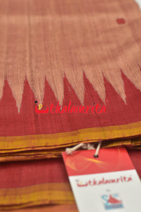 Peach Red Chakra Jaala Gopalpur Tussar Saree