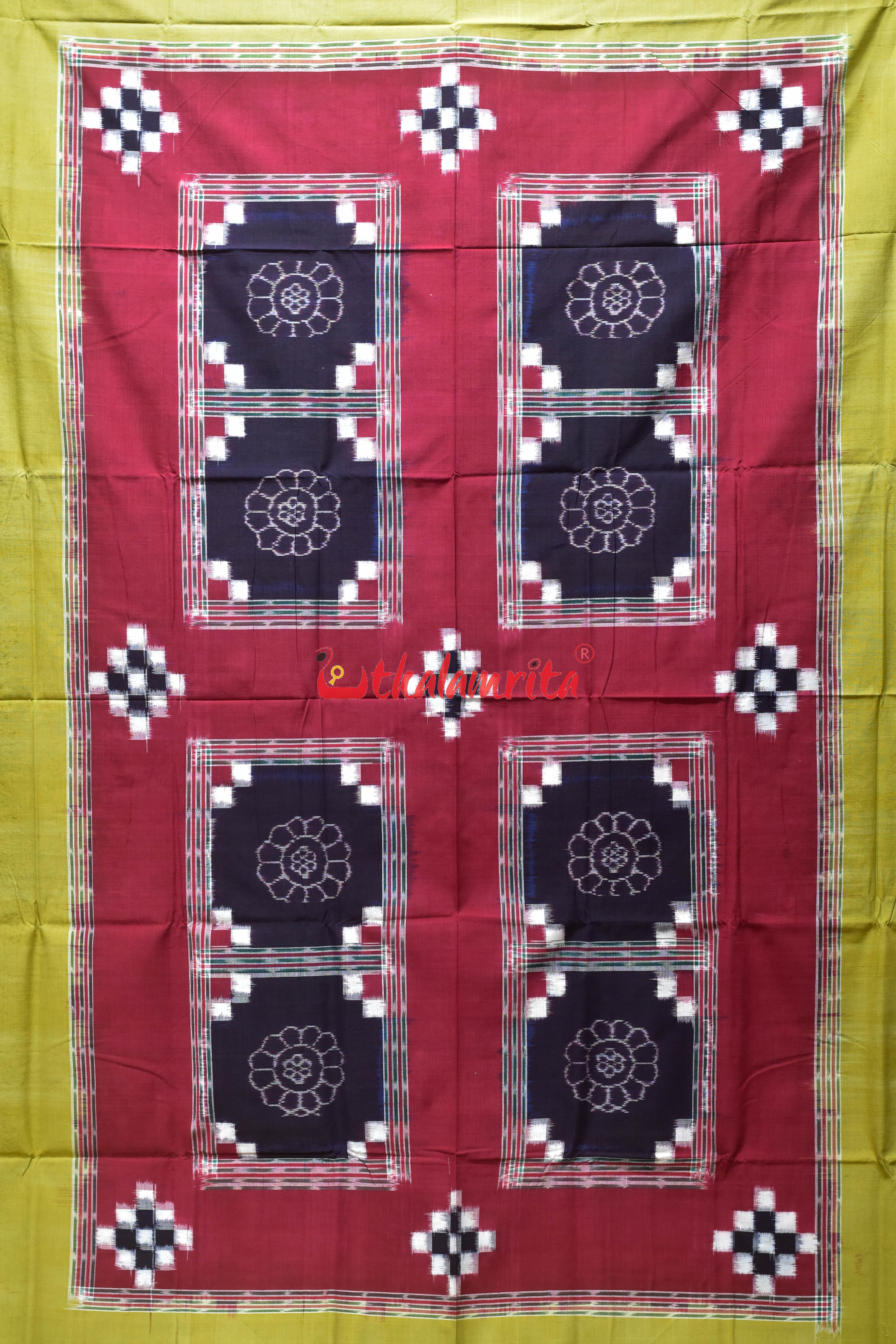 Khaki Blue Flower Bandha Cotton (Single Bedsheet)