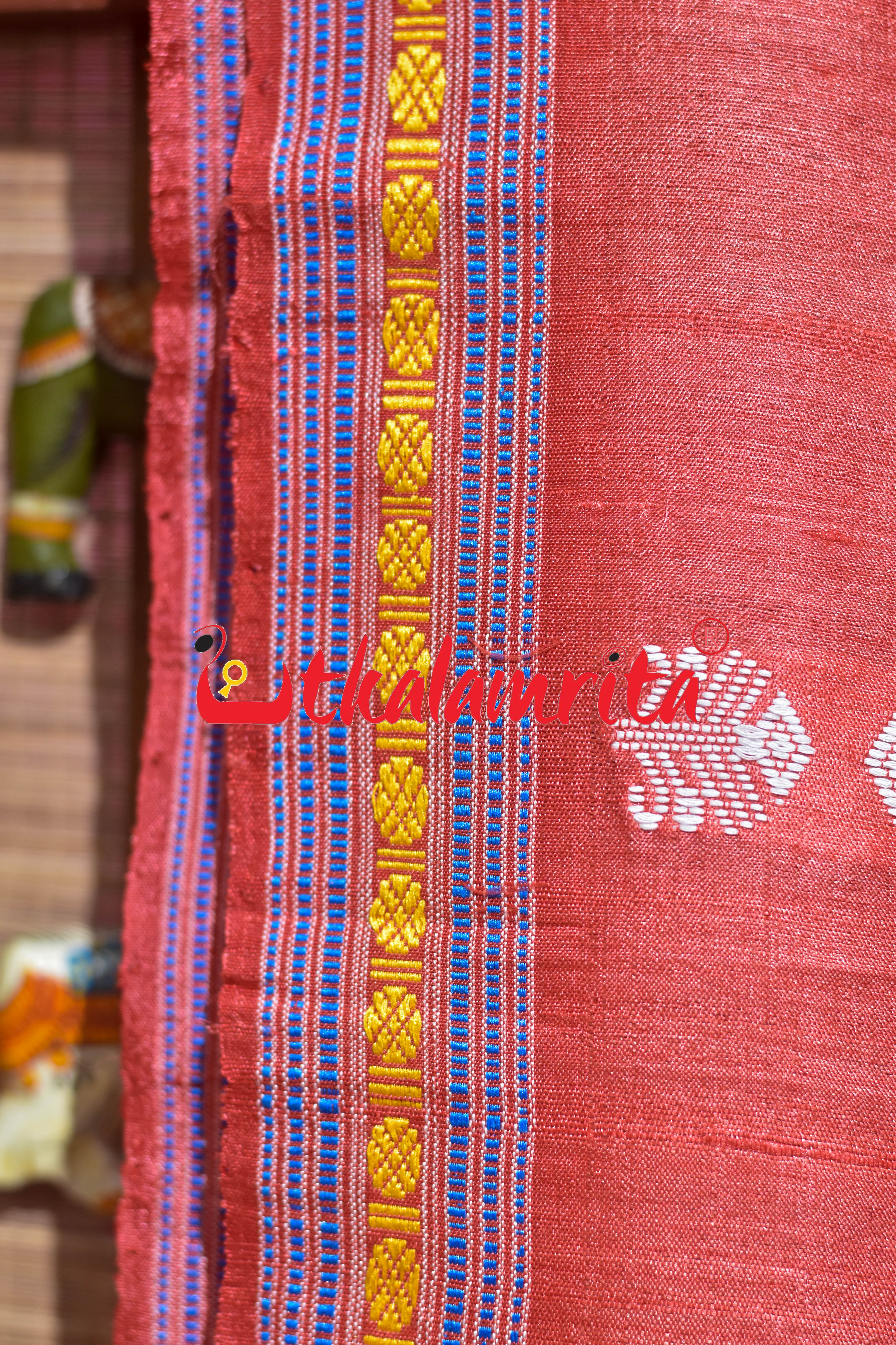 Red Half Ikat Half  Jala Gopalpur Tussar Silk Saree