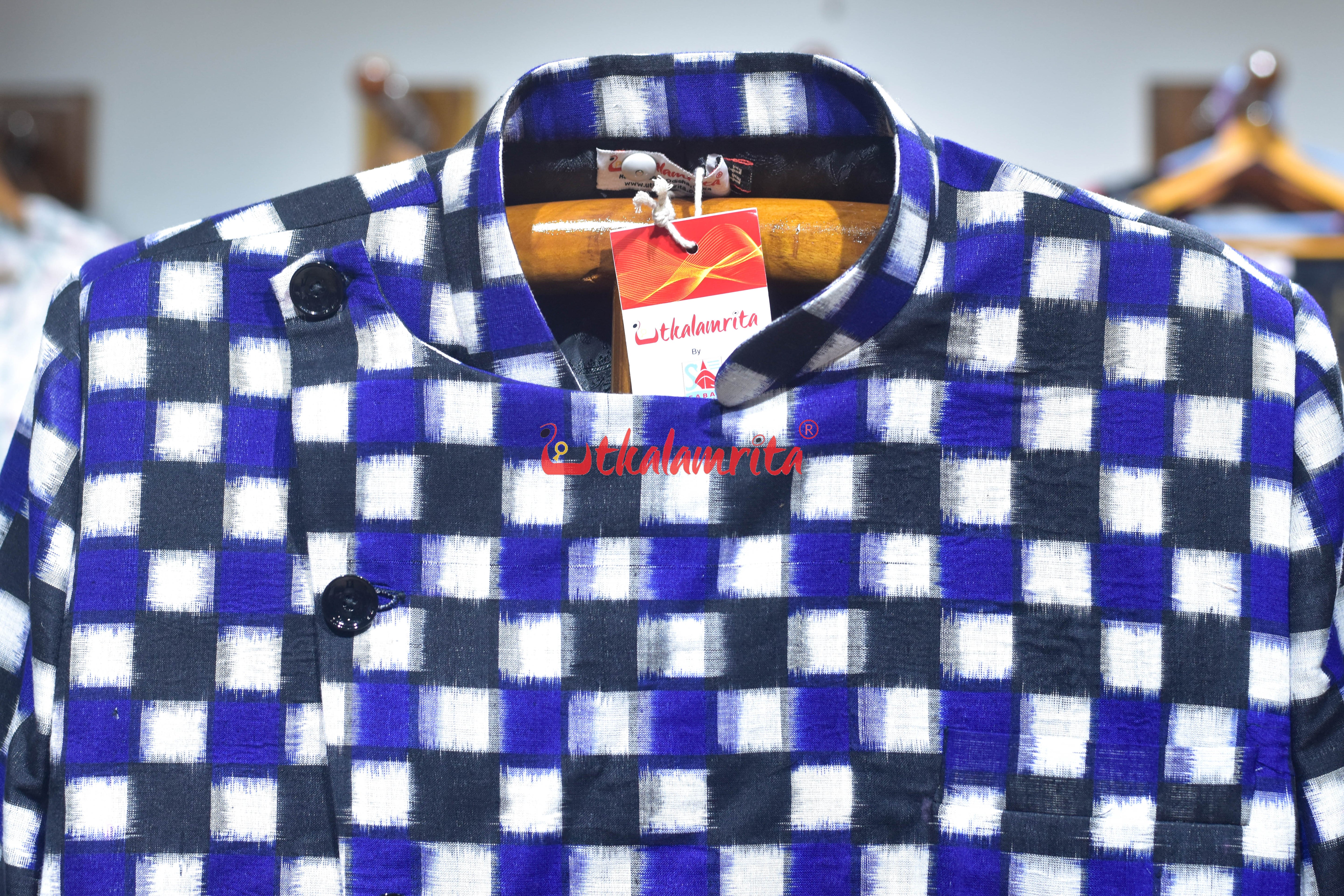 Blue Black 37 Kuthi Asymmetric (Men's Blazer)