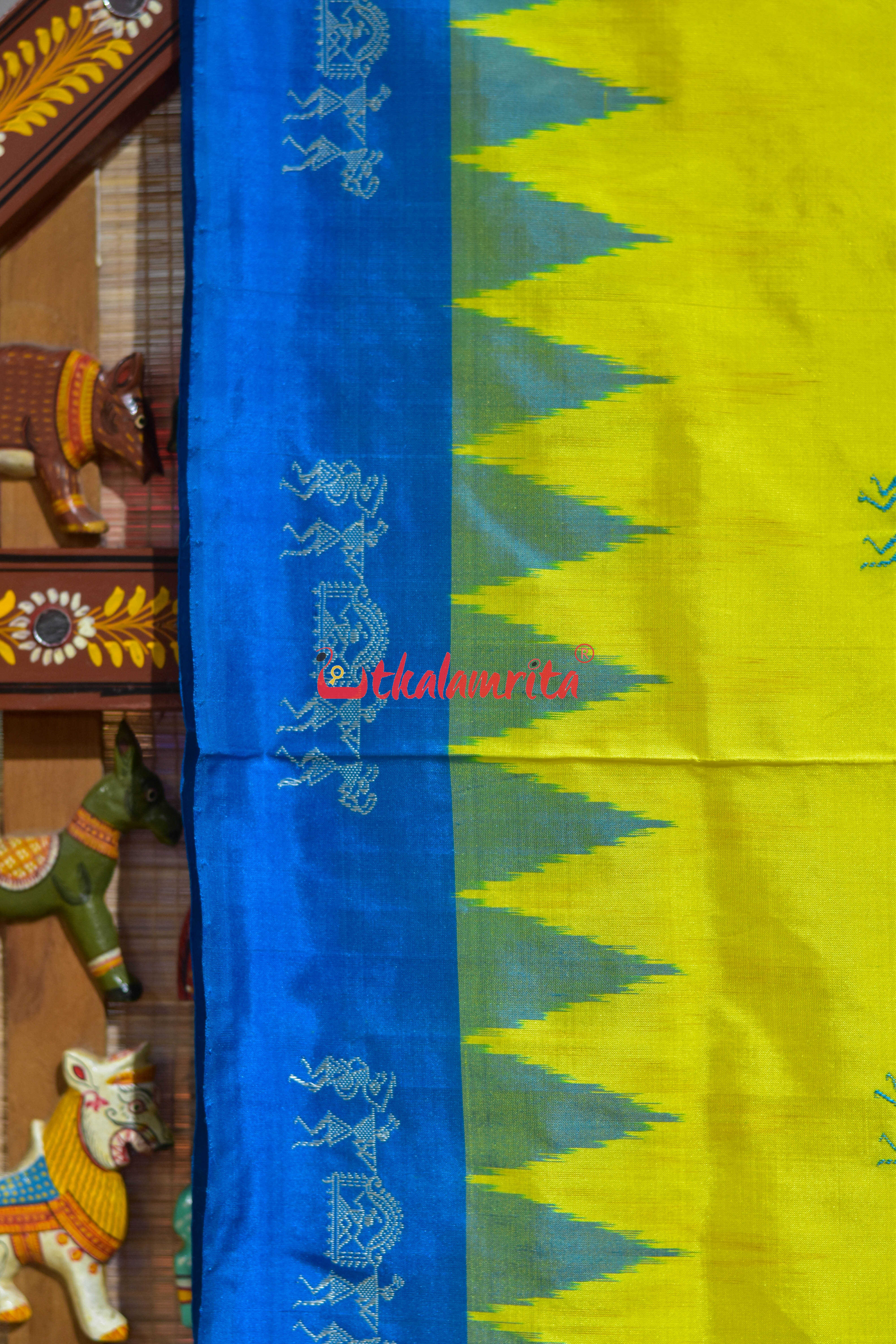 Yellow Copper Sulphate Sabari Bomkai Silk Saree