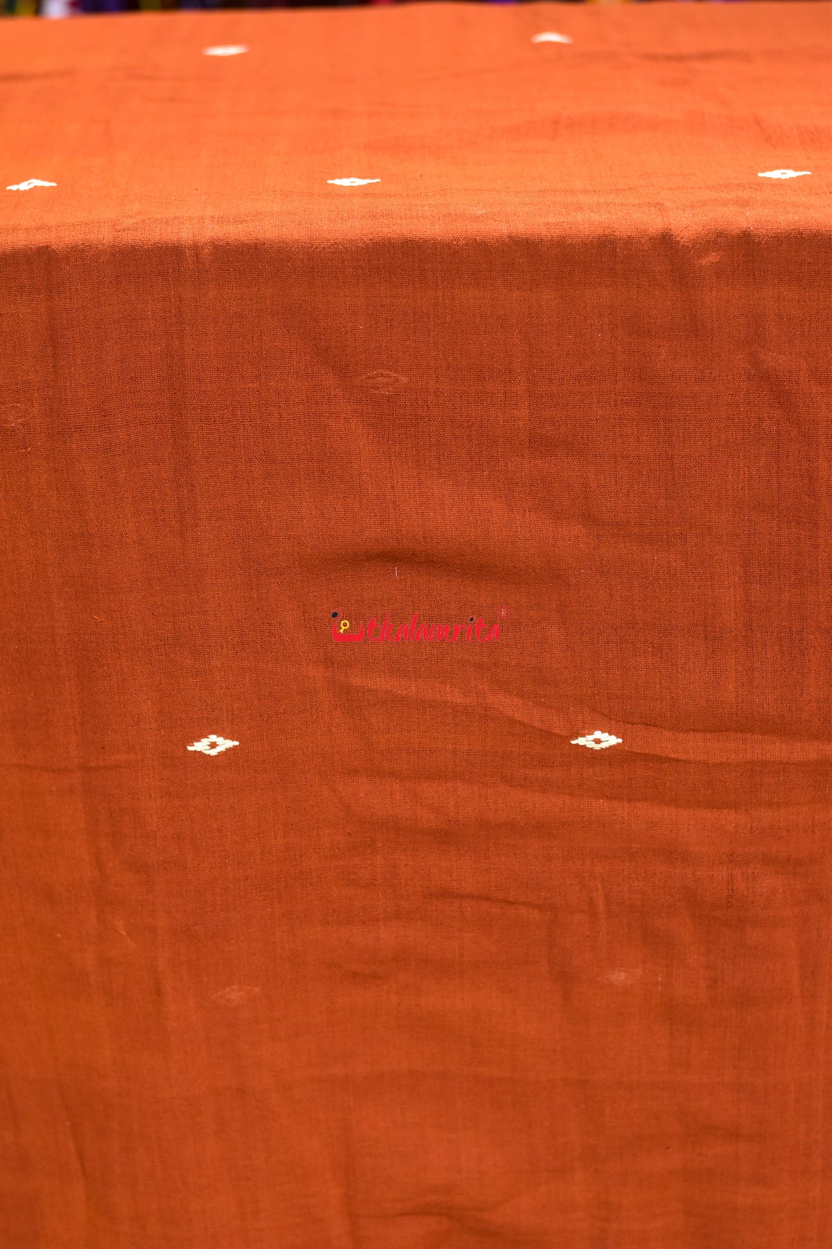 Rust Orange White Buti Kotpad (Fabric)