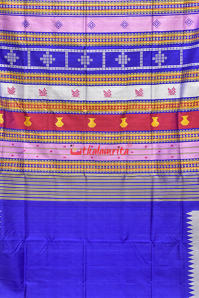 Steel Grey Double Anchal Berhampuri Silk Saree