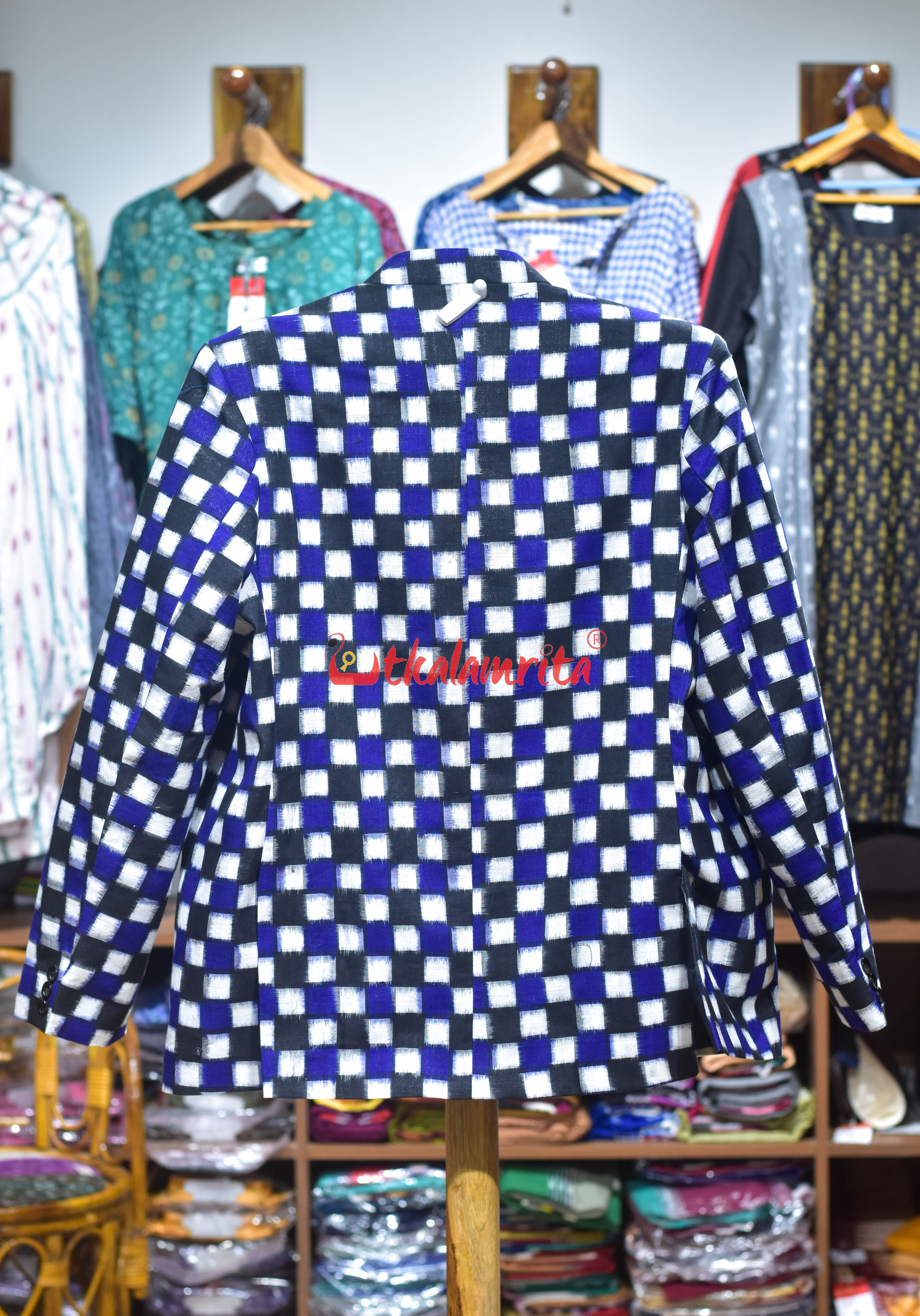 Blue Black 37 Kuthi Asymmetric (Men's Blazer)