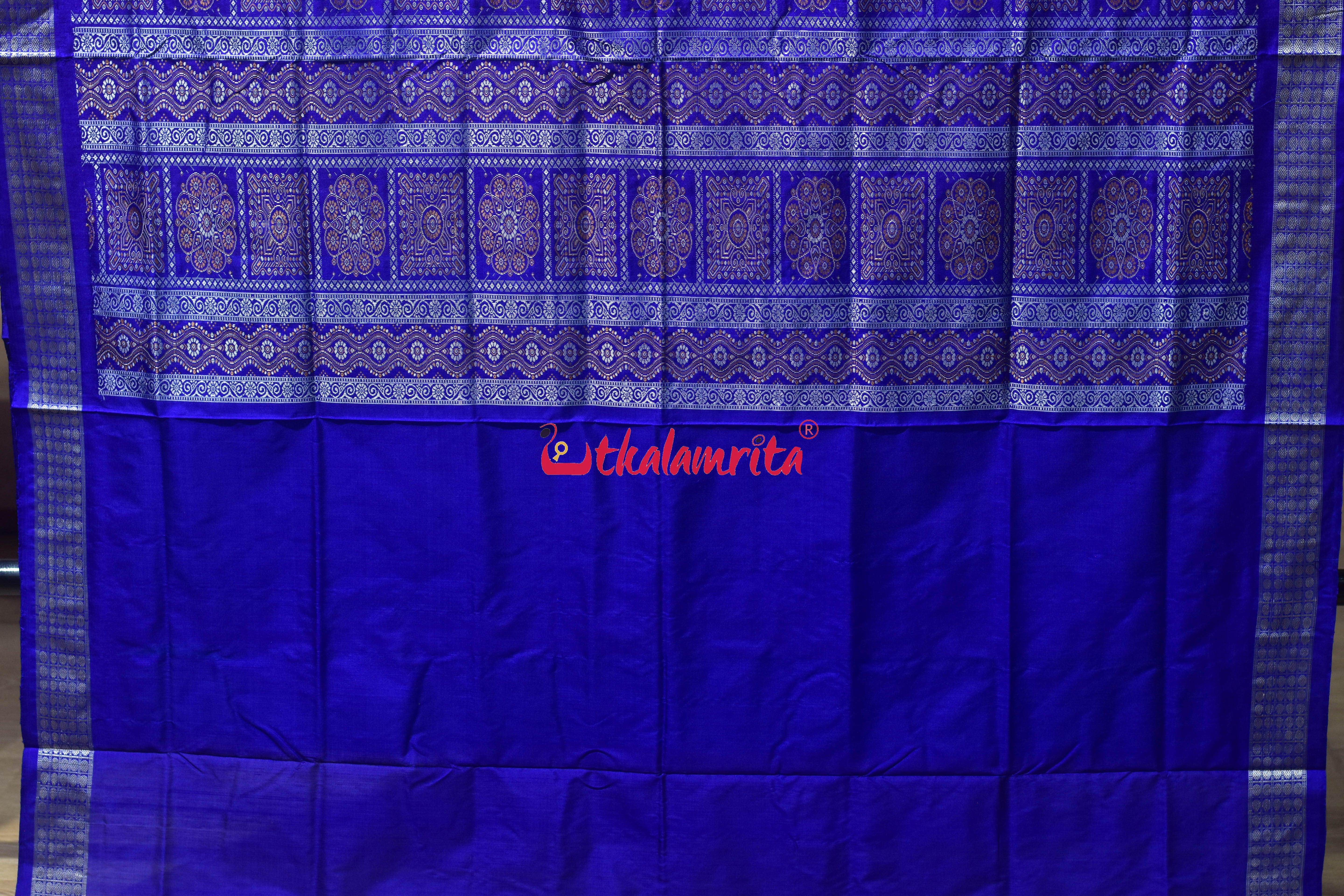Bright Blue Buti Bomkai Silk Saree