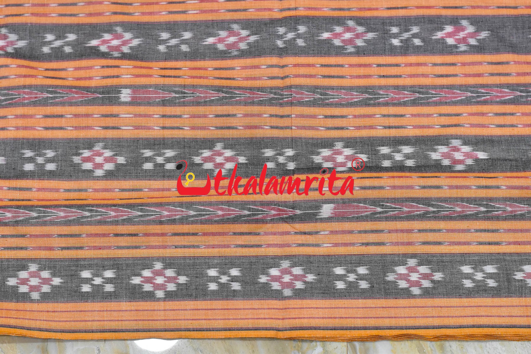 Grey Yellow Single Ikat Pasapali (Fabric)