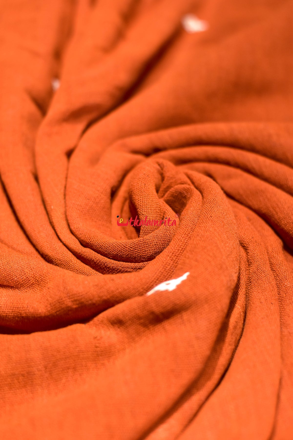 Rust Orange White Buti Kotpad (Fabric)