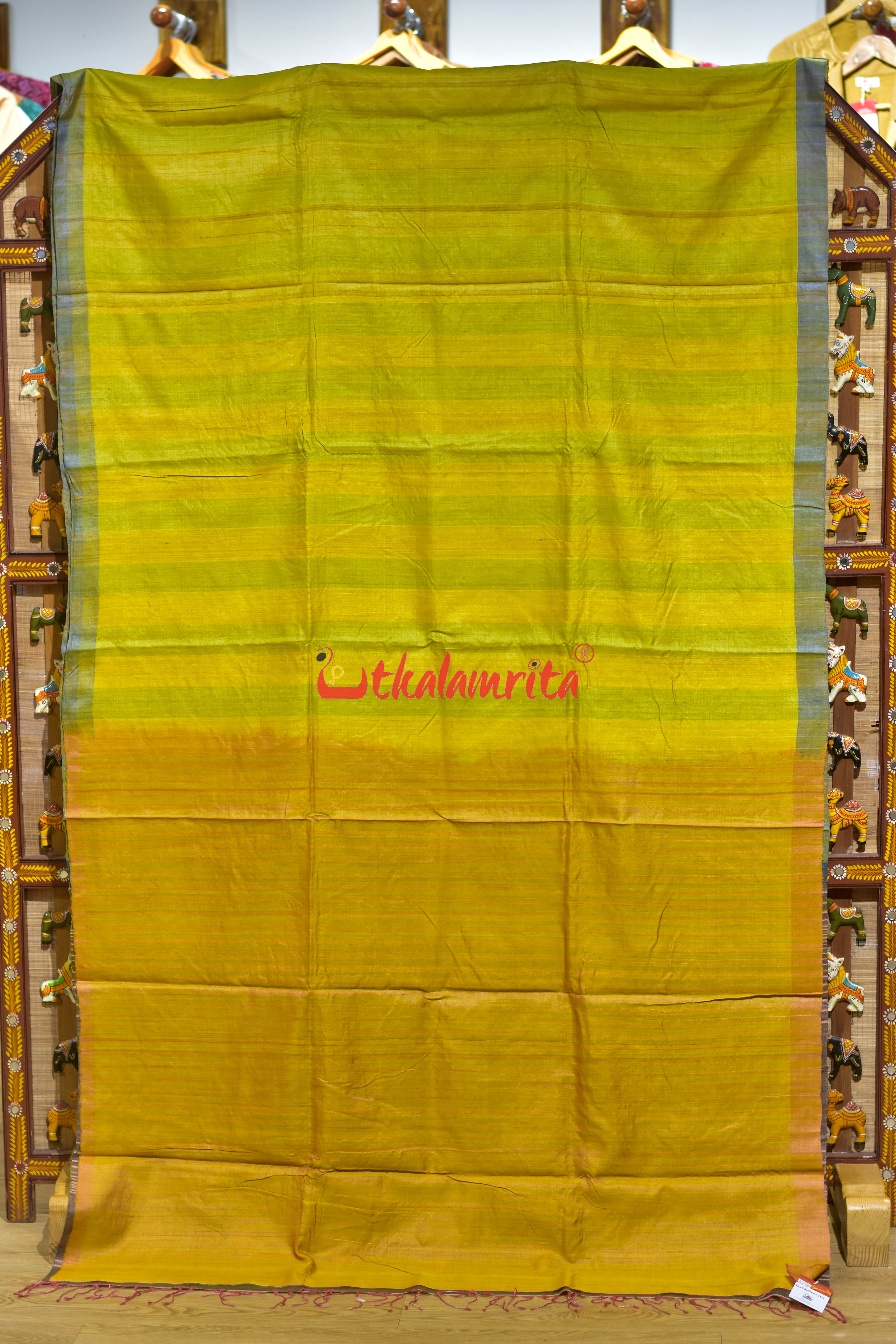Yellow Surya Namaskar Gopalpur Tussar Silk Saree